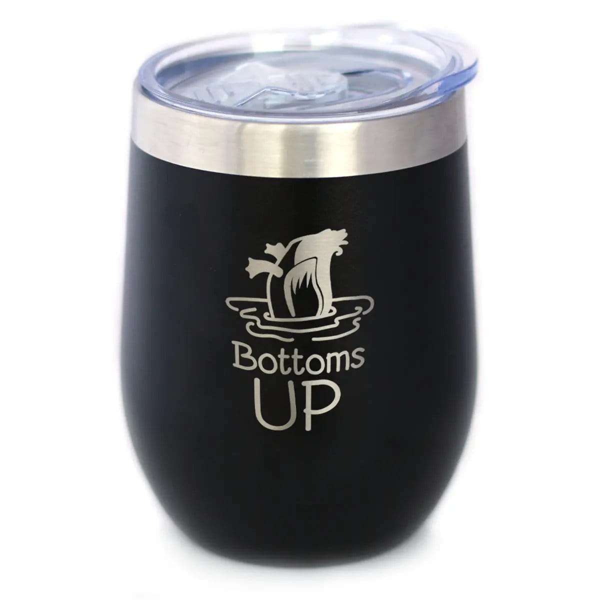 Insulated Stemless Wine Tumbler | 12 oz Stainless Steel | Sliding Lid | Bottoms Up