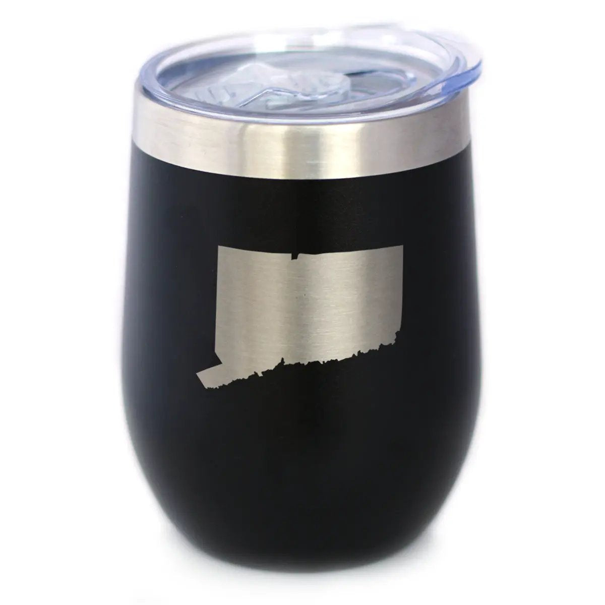 Connecticut State Outline Wine Tumbler | 12 Oz | Double Wall Stainless Steel | Sliding Lid