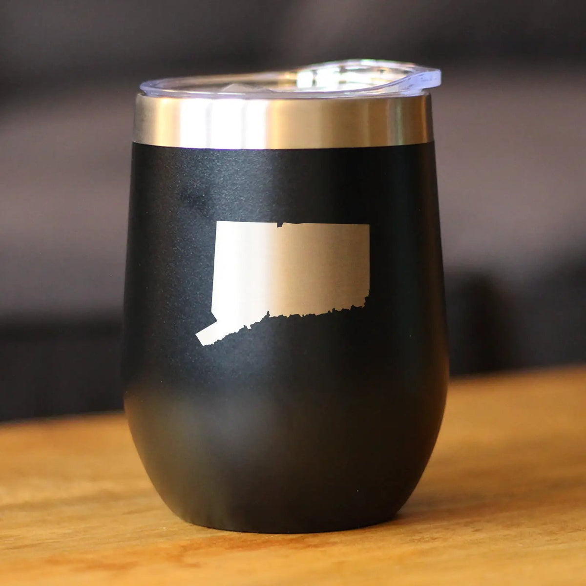 Connecticut State Outline Wine Tumbler | 12 Oz | Double Wall Stainless Steel | Sliding Lid