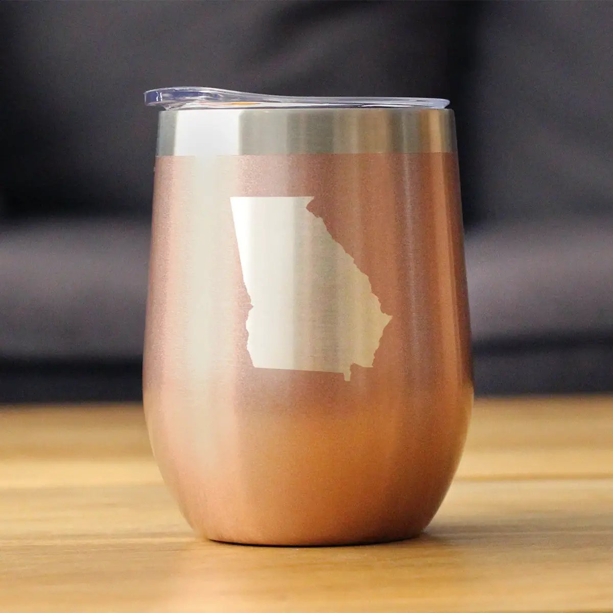 Georgia State Outline Wine Tumbler | 12 Oz | Double Wall Stainless Steel | Sliding Lid