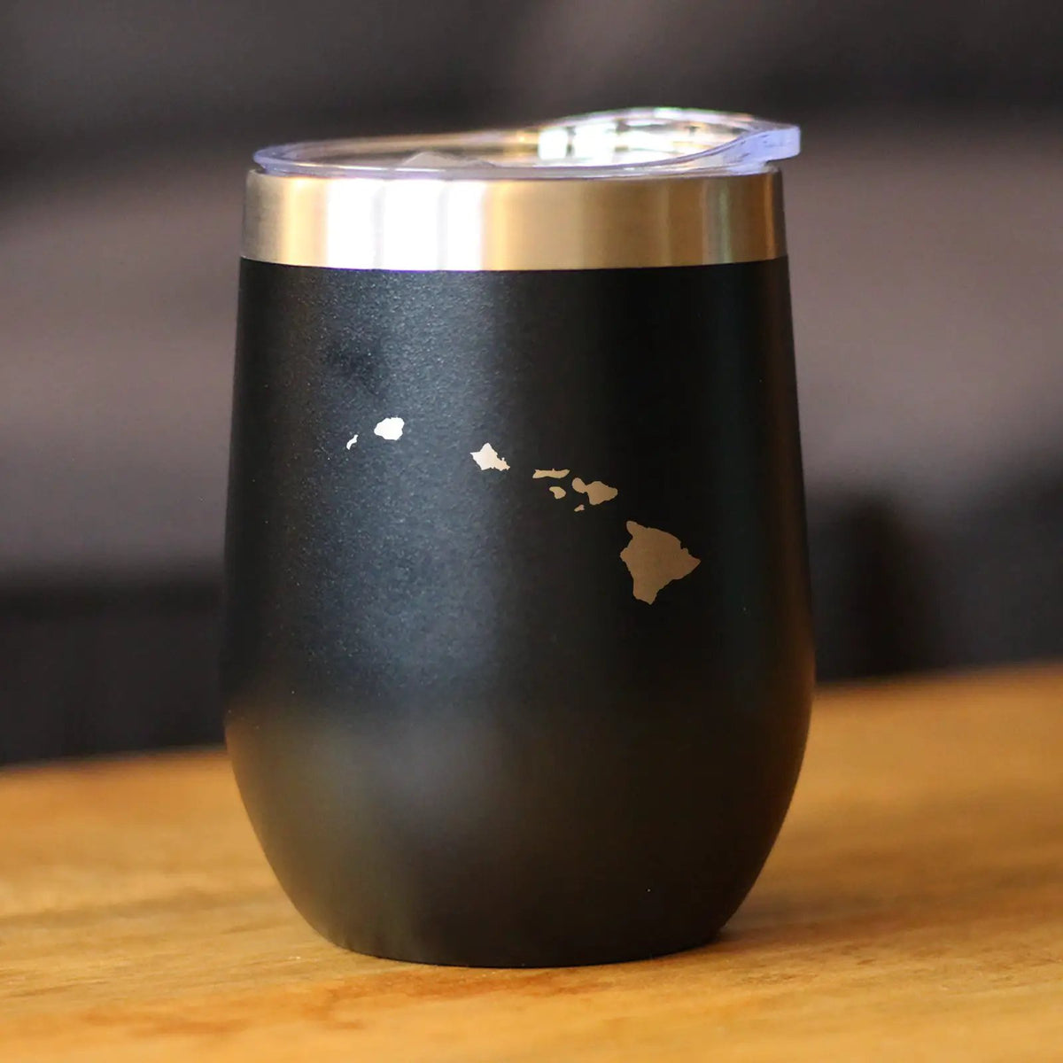 Hawaii State Outline Wine Tumbler | 12 Oz | Double Wall Stainless Steel | Sliding Lid