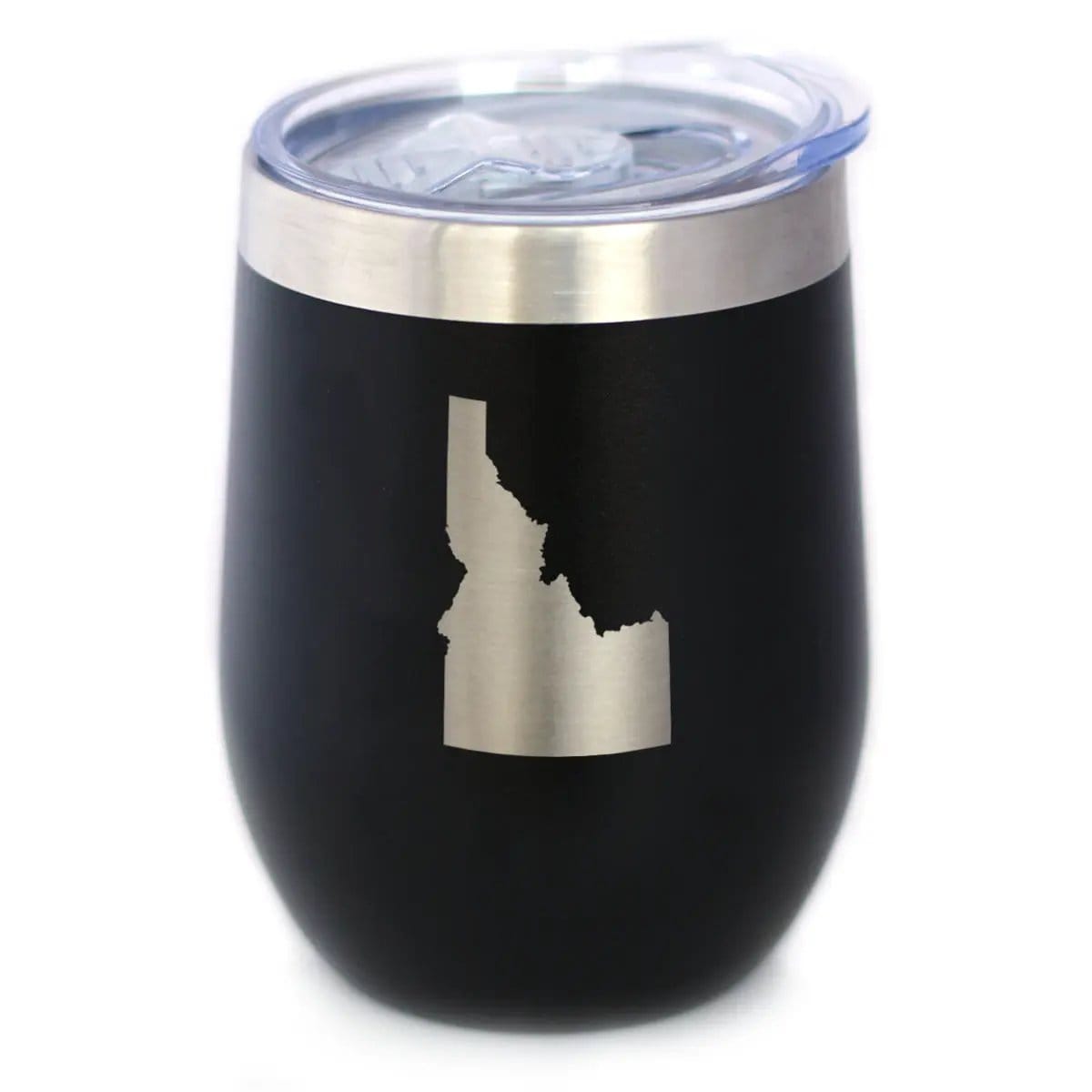 Insulated Stemless Wine Tumbler | 12 oz Stainless Steel | Sliding Lid | Idaho State Outline