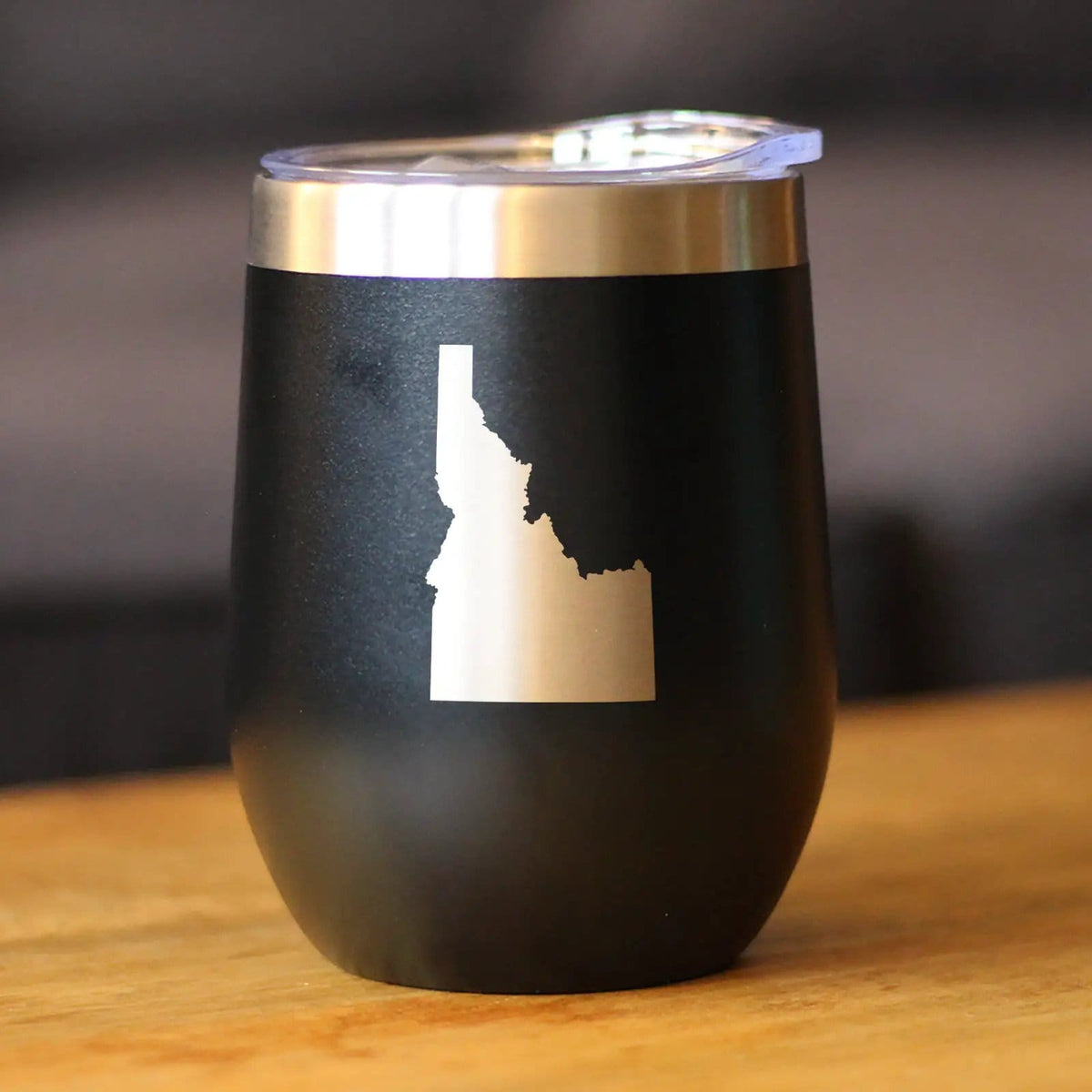 Insulated Stemless Wine Tumbler | 12 oz Stainless Steel | Sliding Lid | Idaho State Outline