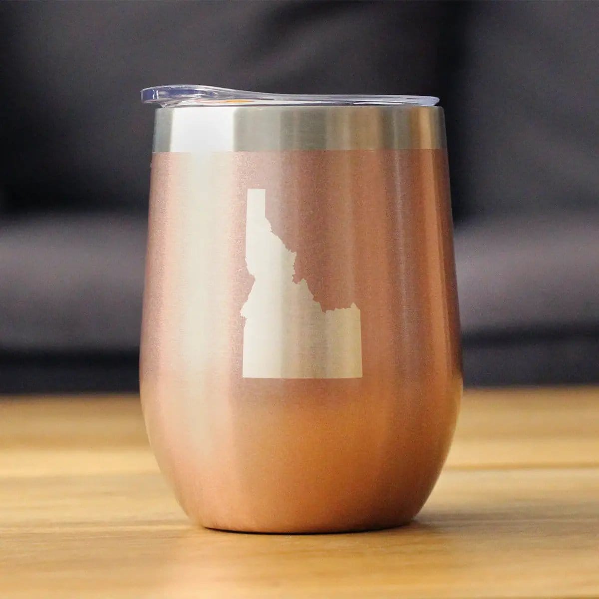 Insulated Stemless Wine Tumbler | 12 oz Stainless Steel | Sliding Lid | Idaho State Outline