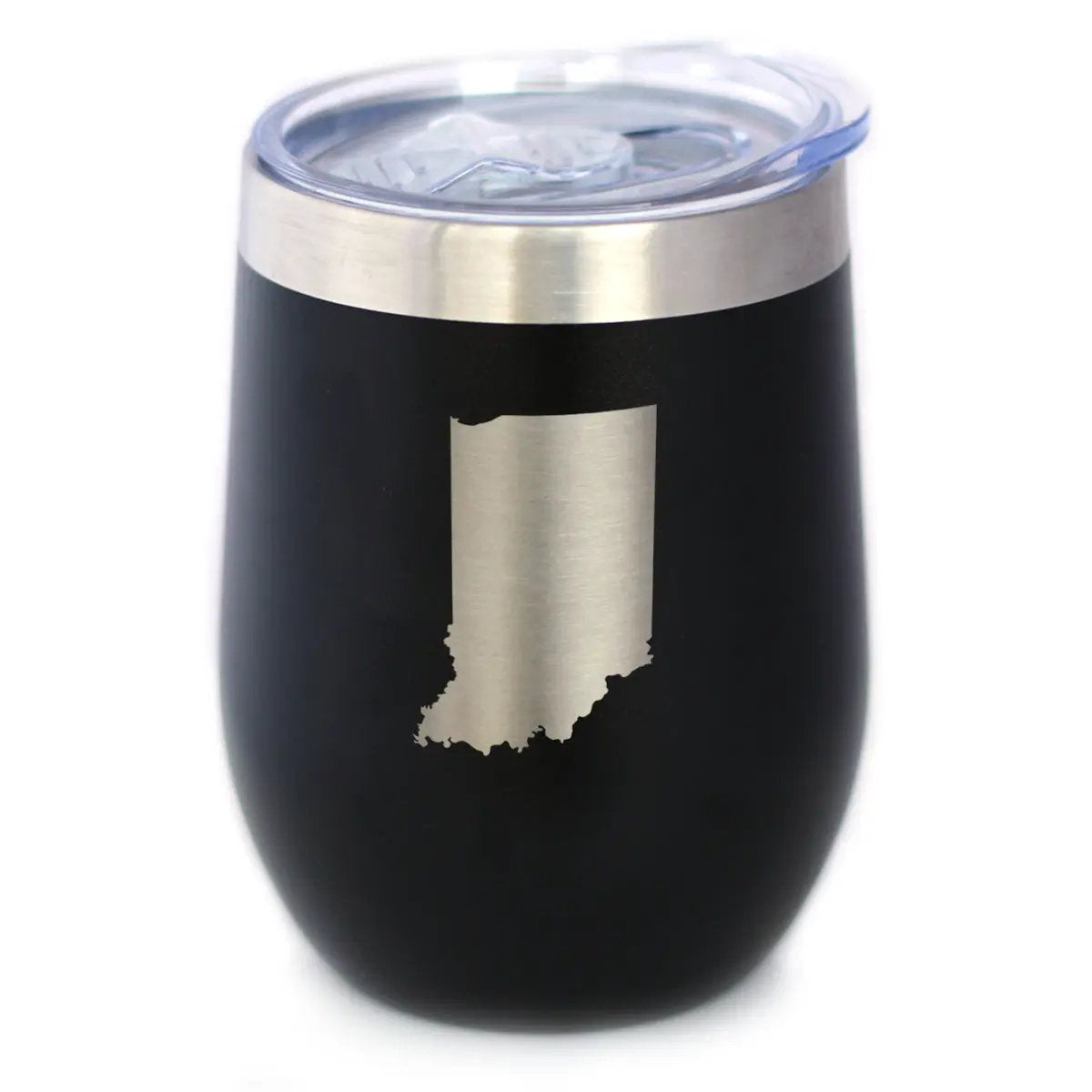 Indiana State Outline Wine Tumbler | 12 Oz | Double Wall Stainless Steel | Sliding Lid