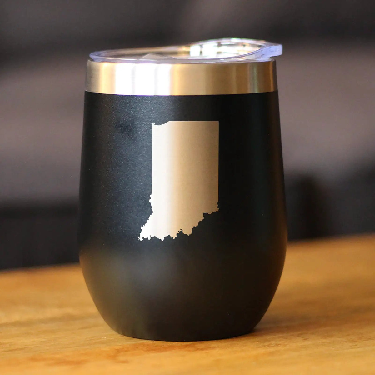 Indiana State Outline Wine Tumbler | 12 Oz | Double Wall Stainless Steel | Sliding Lid