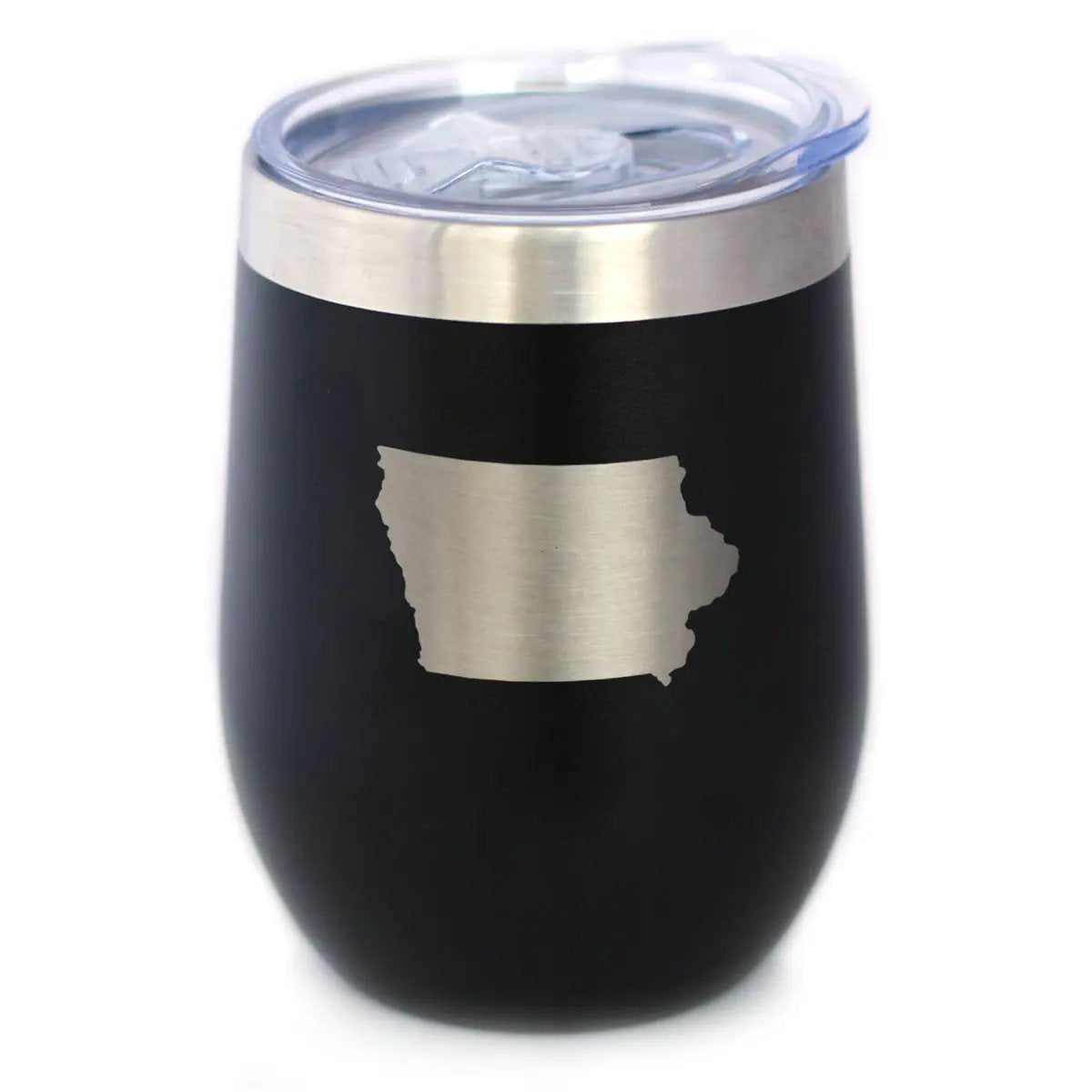 Iowa State Outline Wine Tumbler | 12 Oz | Double Wall Stainless Steel | Sliding Lid