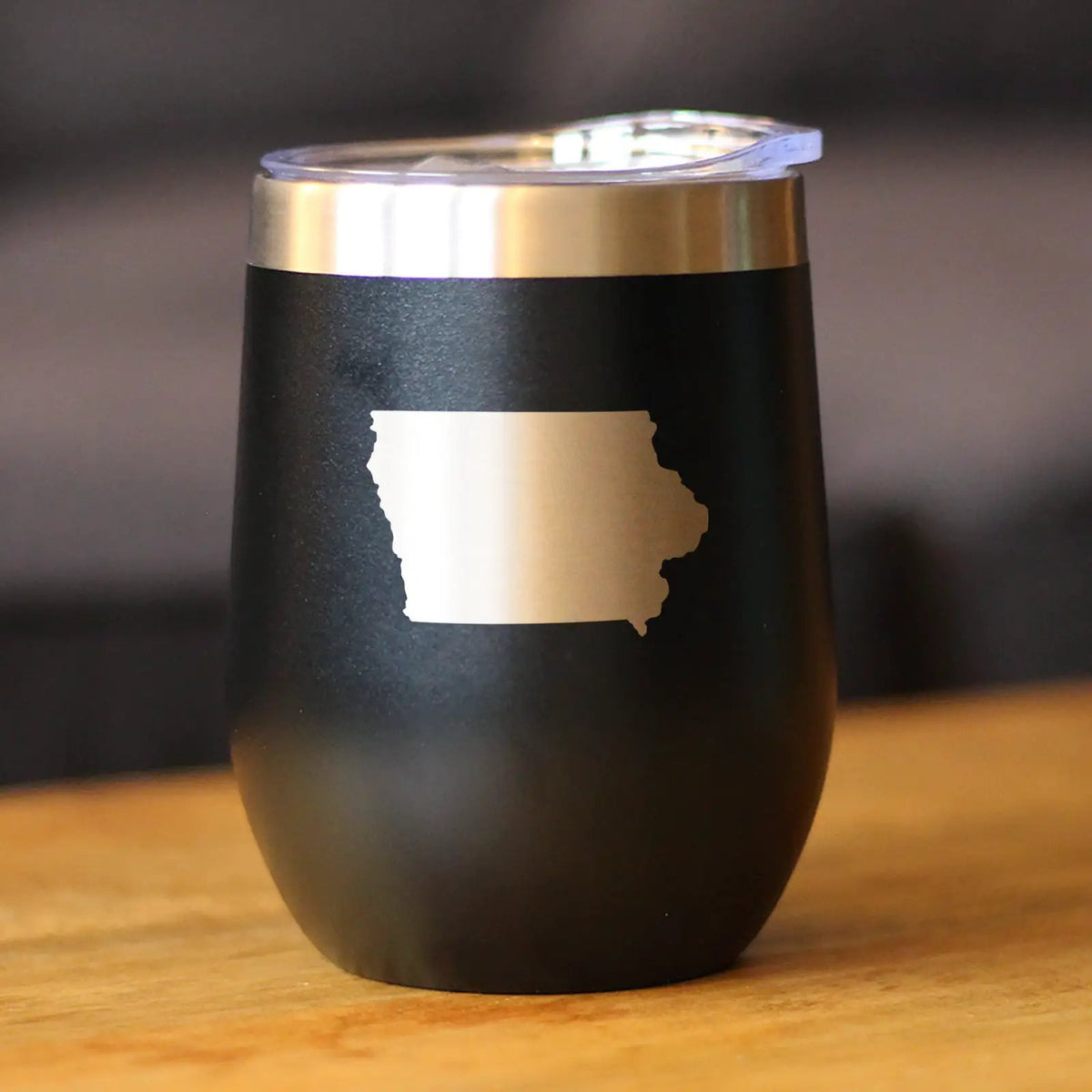 Iowa State Outline Wine Tumbler | 12 Oz | Double Wall Stainless Steel | Sliding Lid