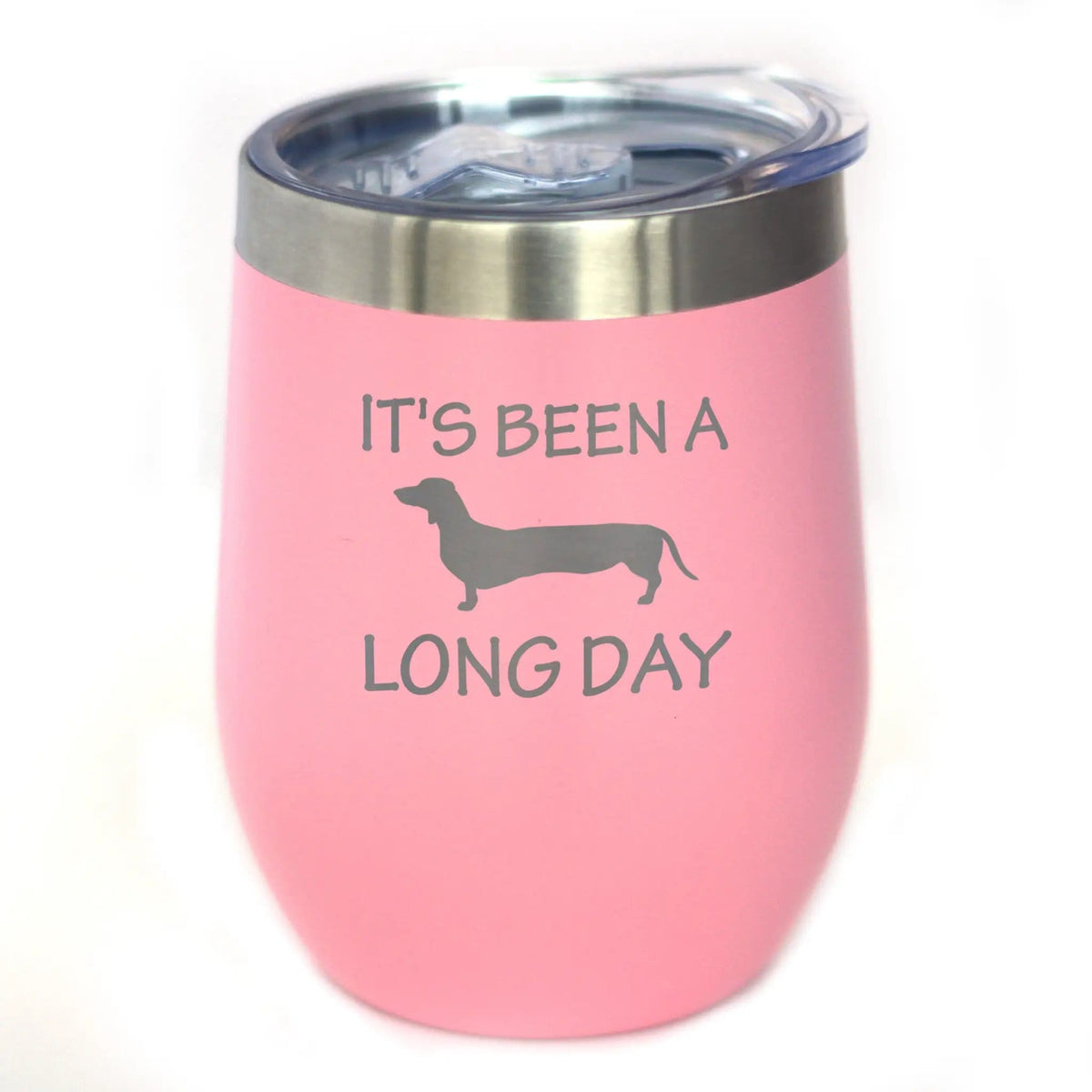 Etched Stemless Wine Glass | 17 oz | Dishwasher Safe | It's Been a Long Day - Cute Dachshund Engraved