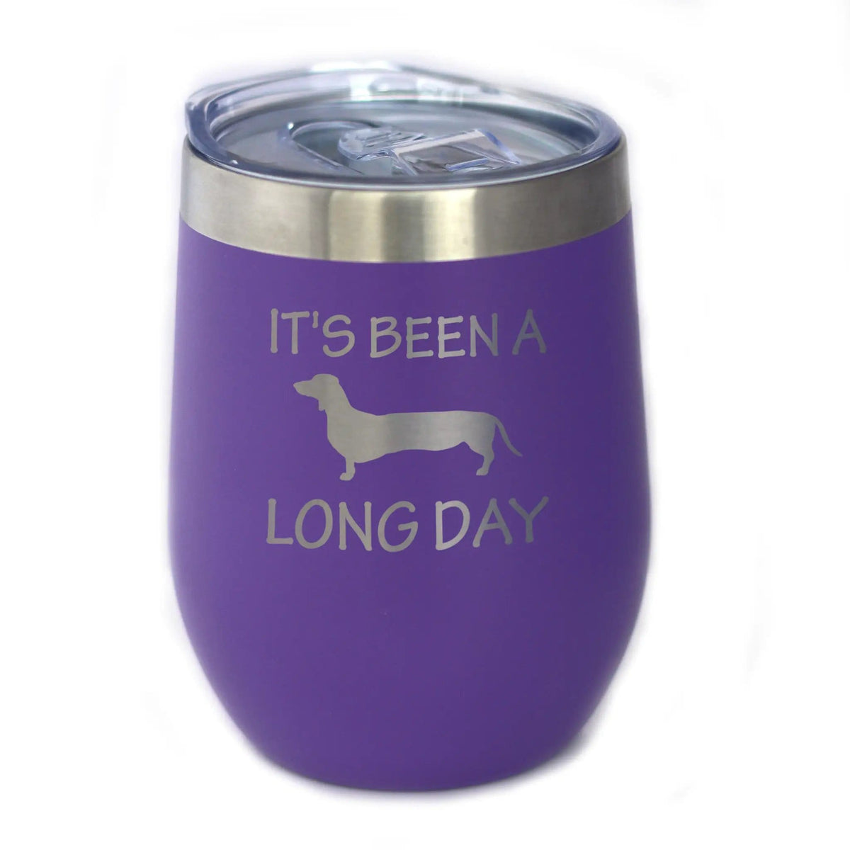 Etched Stemless Wine Glass | 17 oz | Dishwasher Safe | It's Been a Long Day - Cute Dachshund Engraved