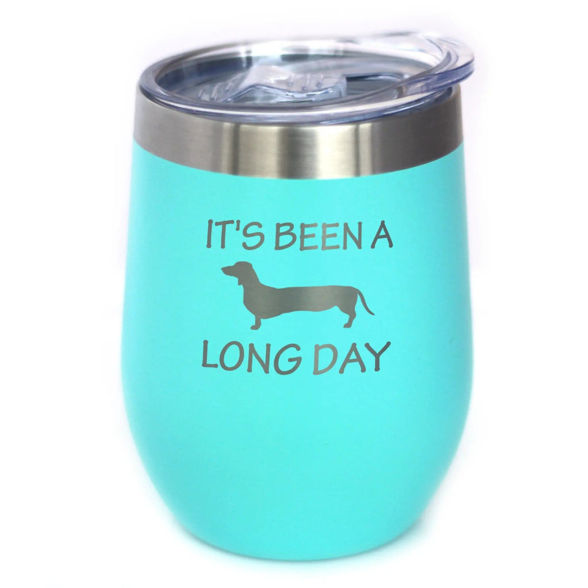 Etched Stemless Wine Glass | 17 oz | Dishwasher Safe | It's Been a Long Day - Cute Dachshund Engraved
