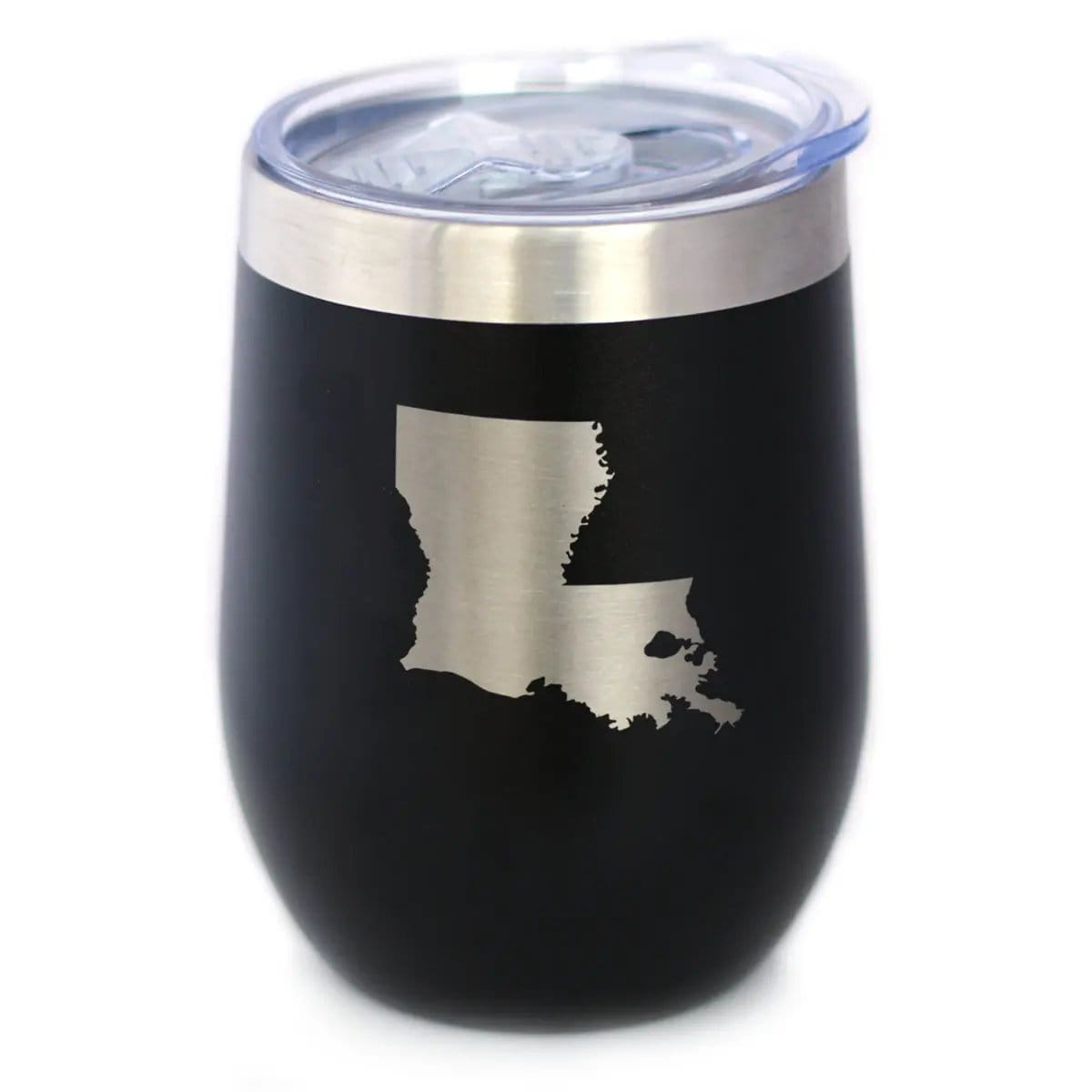 Insulated Stemless Wine Tumbler | 12 oz Stainless Steel | Sliding Lid | Louisiana State Outline