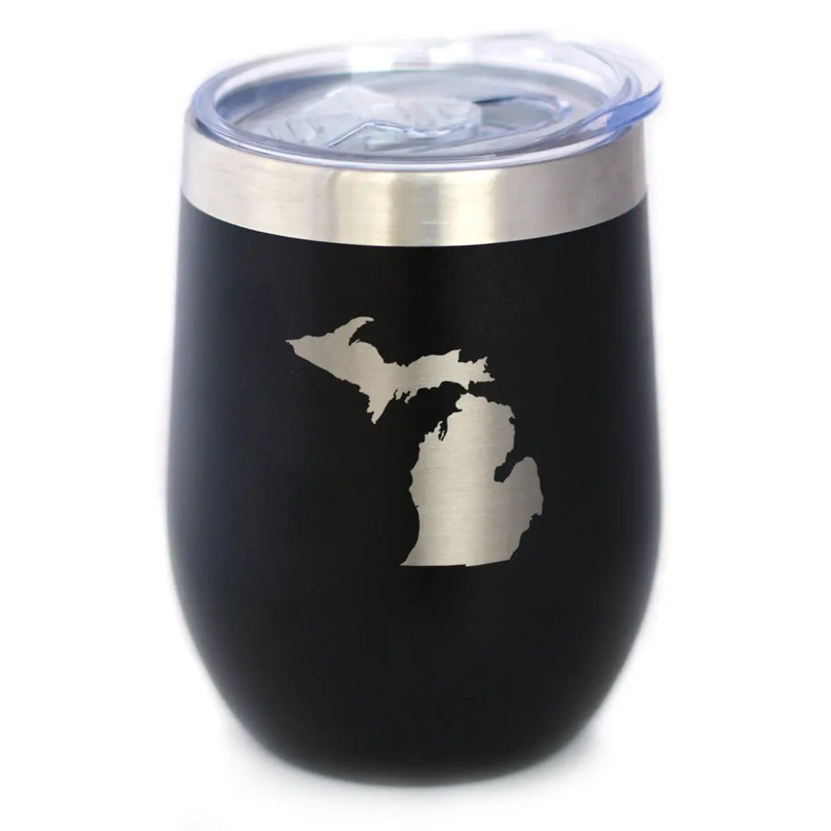 Insulated Stemless Wine Tumbler | 12 oz Stainless Steel | Sliding Lid | Michigan State Outline