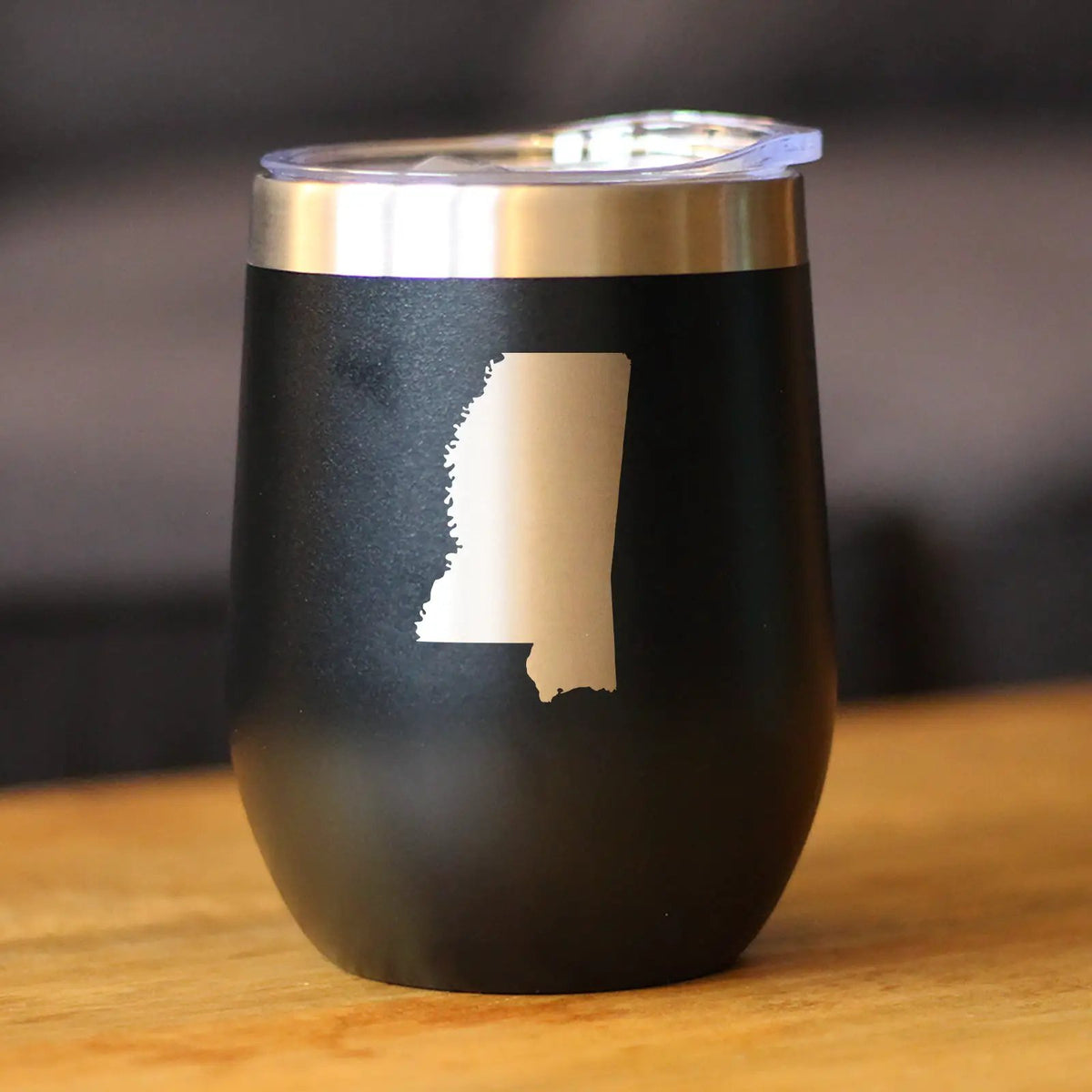 Mississippi State Outline Wine Tumbler | 12 Oz | Double Wall Stainless Steel | Sliding Lid