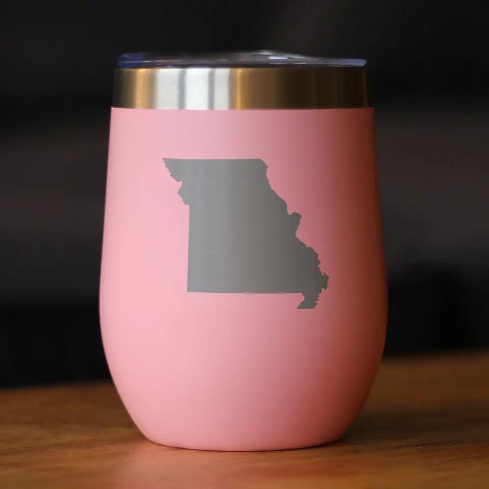 Missouri State Outline Wine Tumbler | 12 Oz | Double Wall Stainless Steel | Sliding Lid