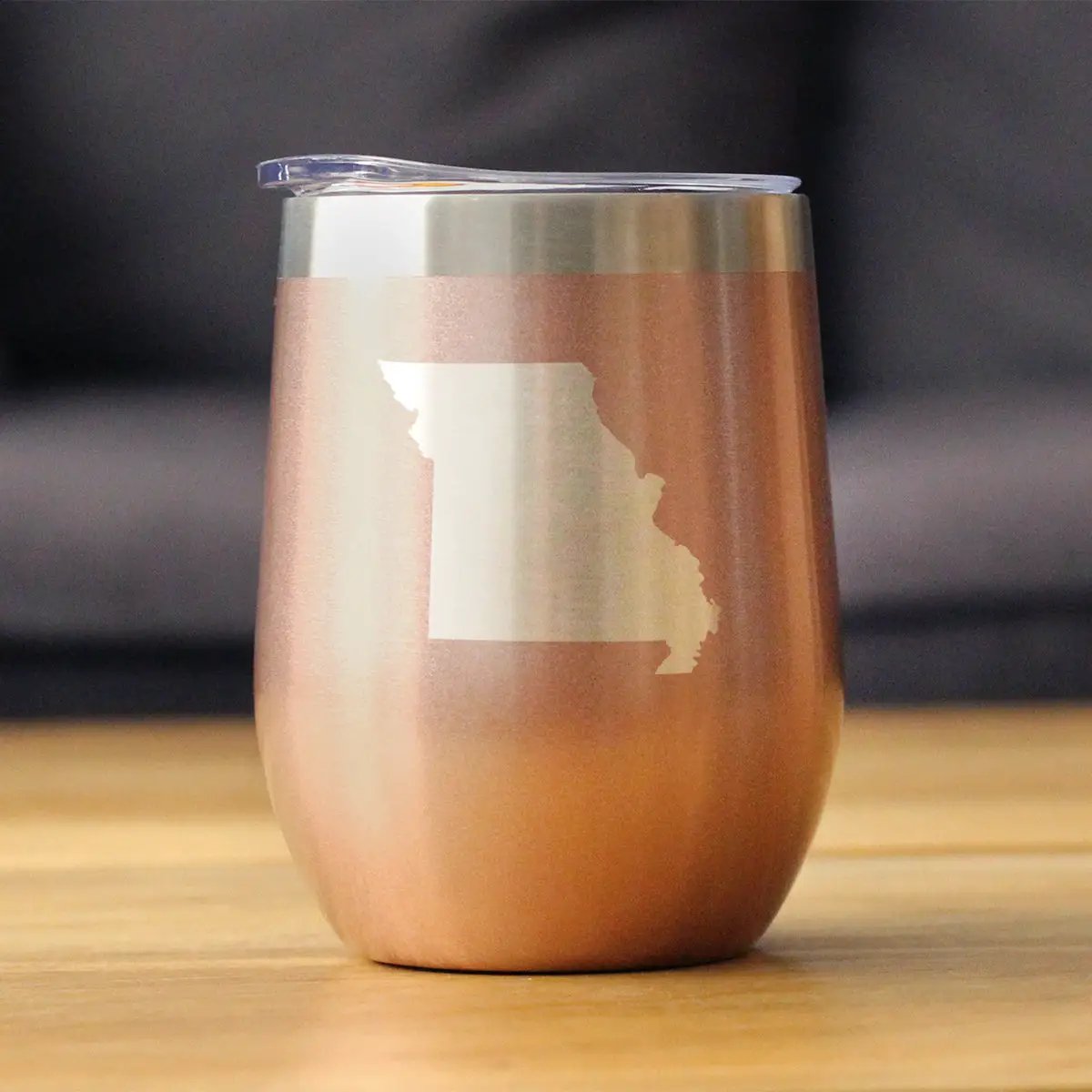 Missouri State Outline Wine Tumbler | 12 Oz | Double Wall Stainless Steel | Sliding Lid