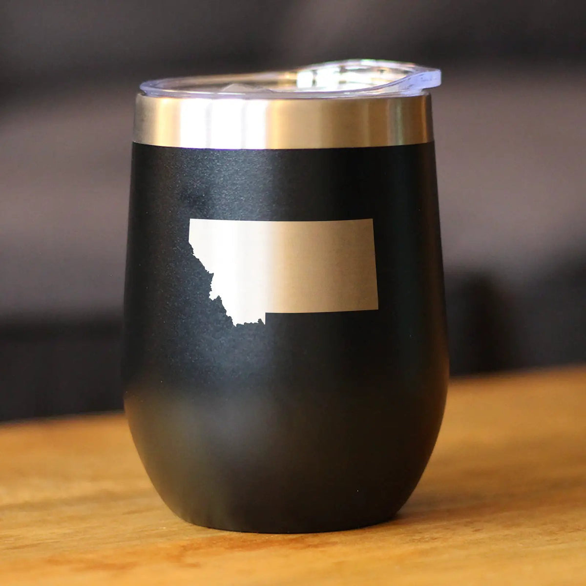 Montana State Outline Wine Tumbler | 12 Oz Double Wall Stainless Steel | Sliding Lid | Montana Gifts For Women and