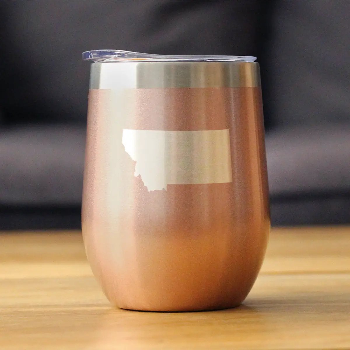 Montana State Outline Wine Tumbler | 12 Oz Double Wall Stainless Steel | Sliding Lid | Montana Gifts For Women and