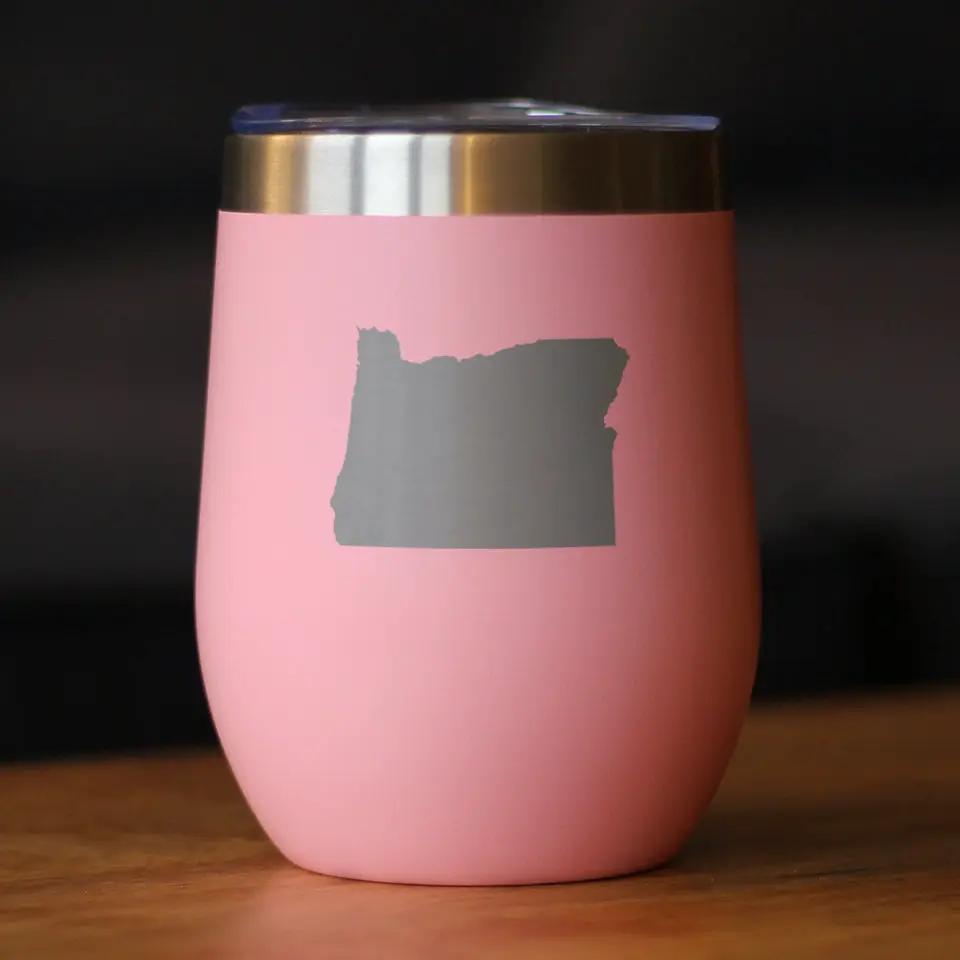 Oregon State Outline Wine Tumbler | 12 Oz | Double Wall Stainless Steel | Sliding Lid