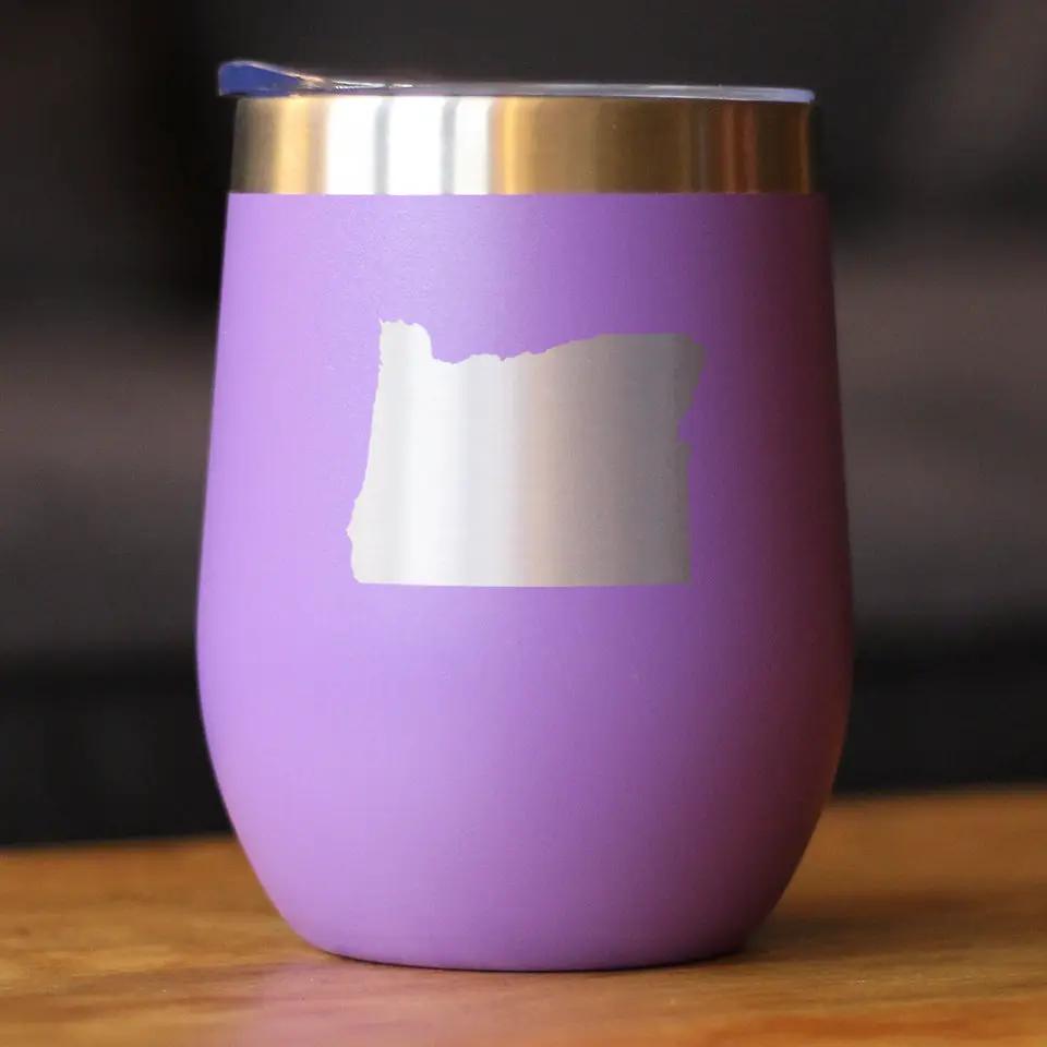 Oregon State Outline Wine Tumbler | 12 Oz | Double Wall Stainless Steel | Sliding Lid