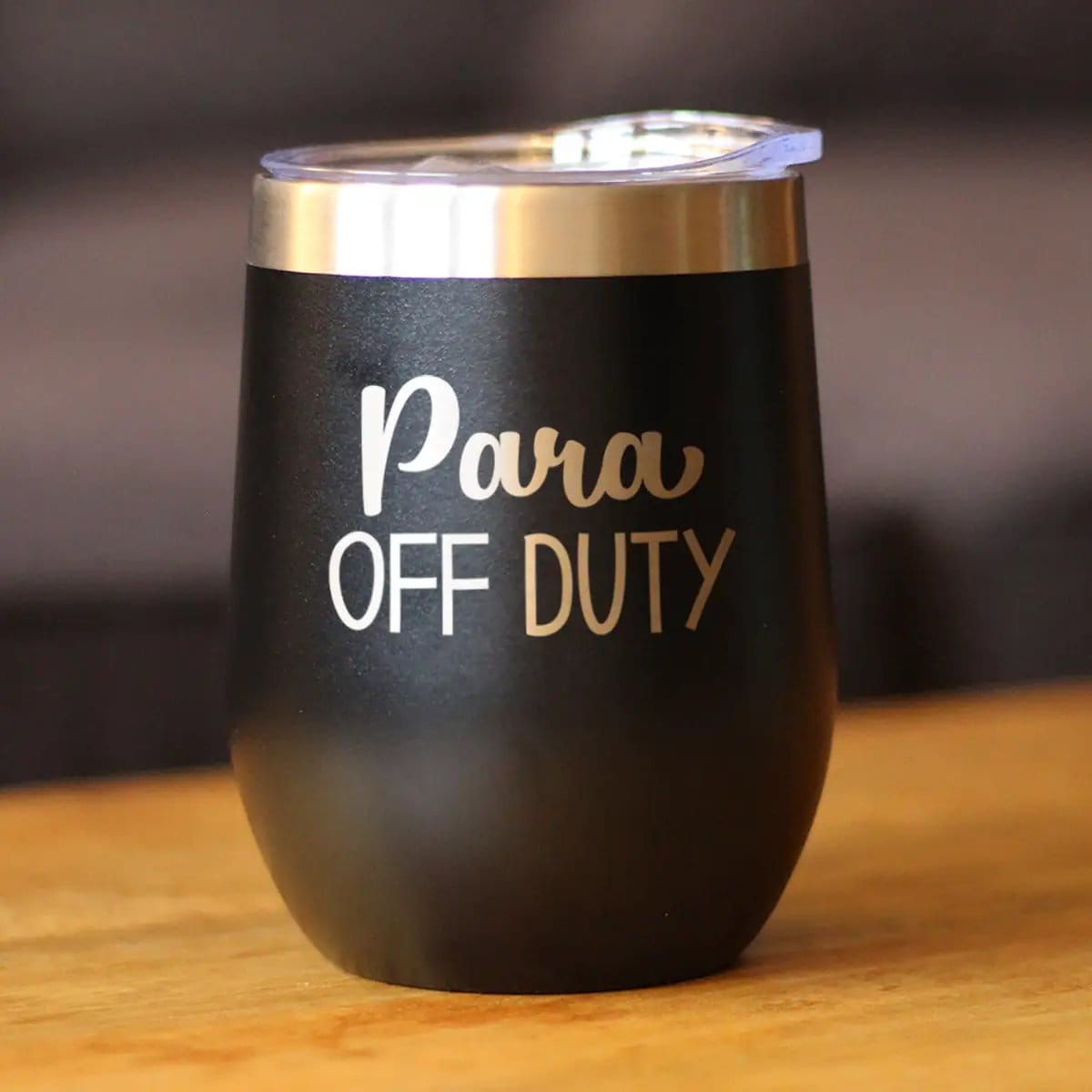 Insulated Stemless Wine Tumbler | 12 oz Stainless Steel | Sliding Lid | Para Off Duty