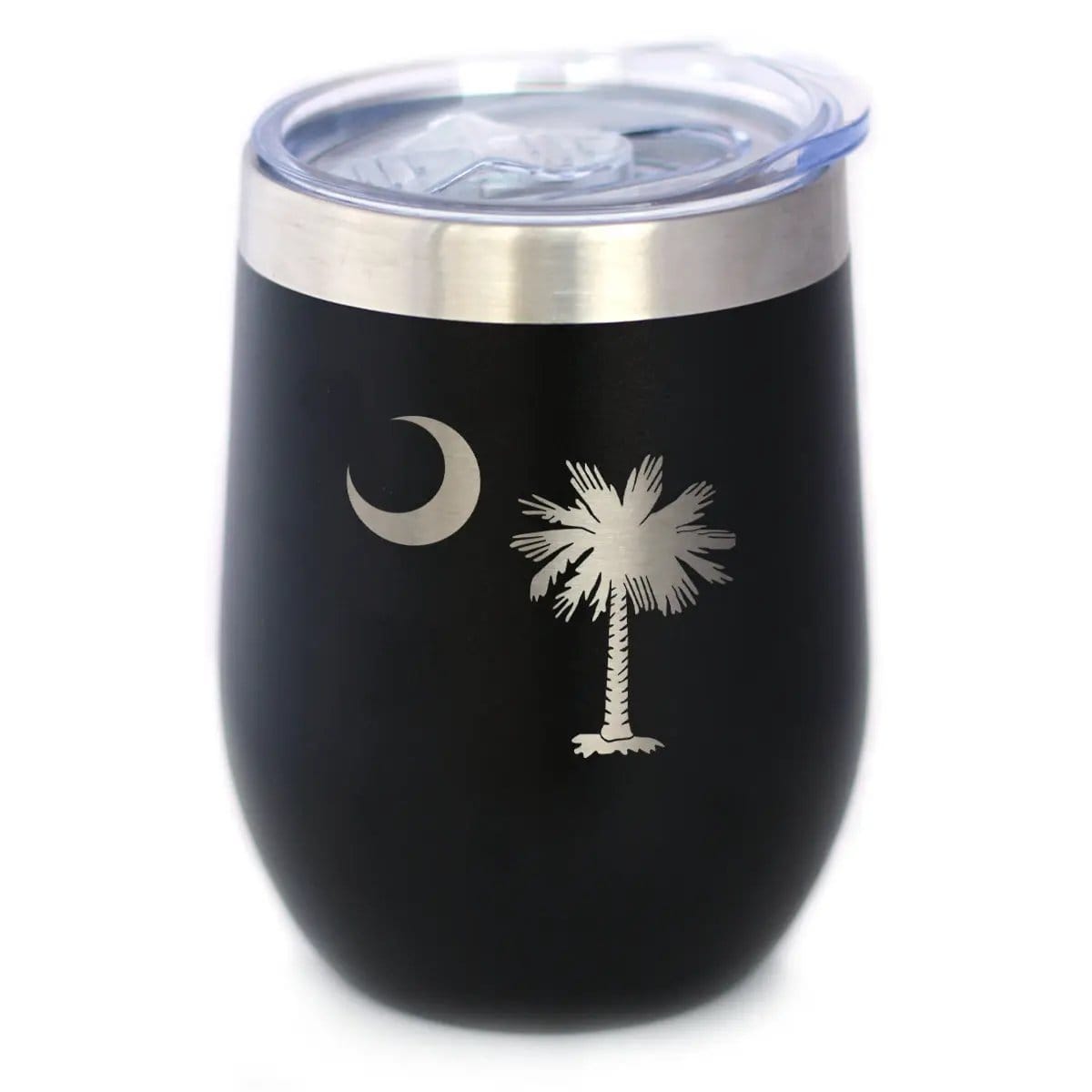 Insulated Stemless Wine Tumbler | 12 oz Stainless Steel | Sliding Lid | South Carolina Flag