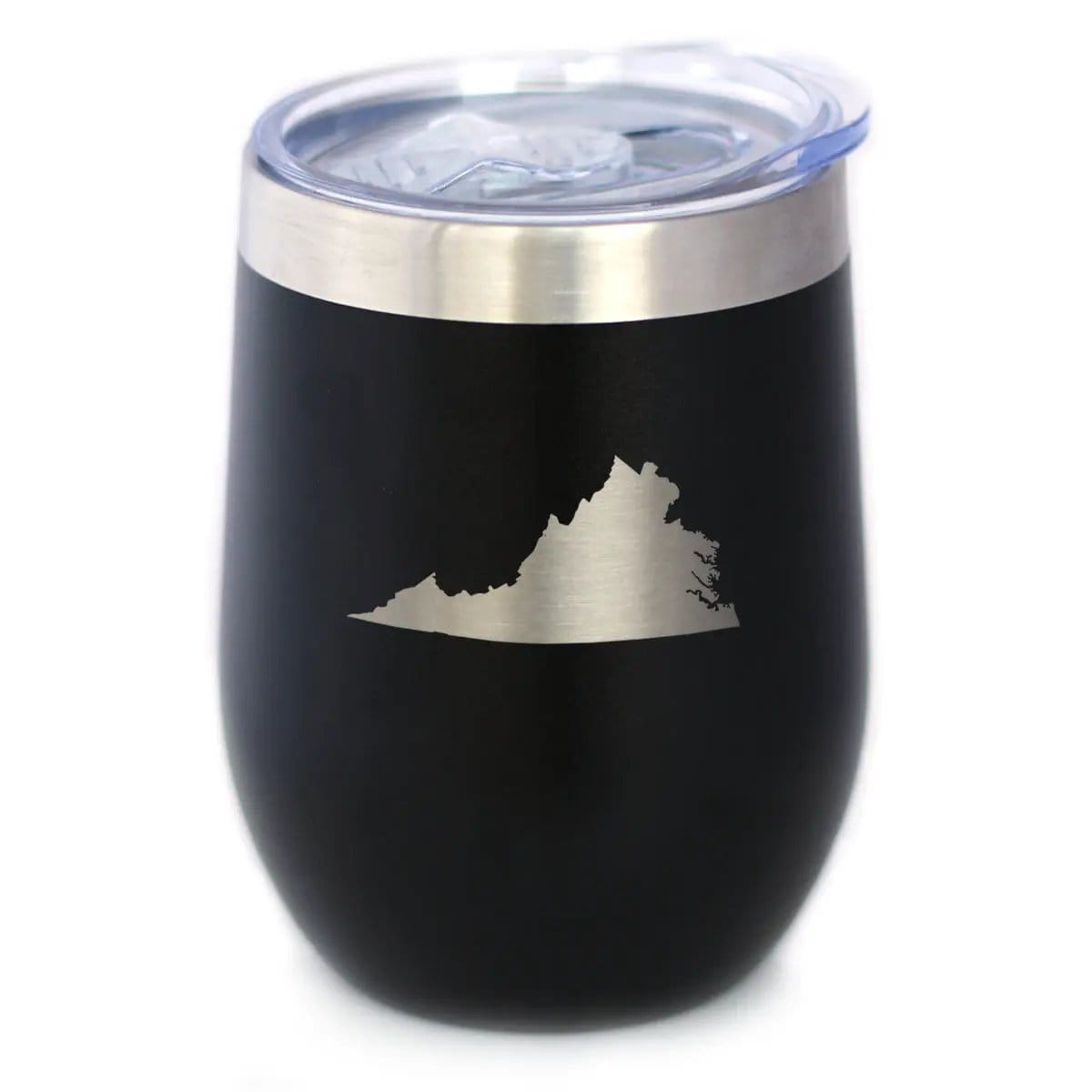 Insulated Stemless Wine Tumbler | 12 oz Stainless Steel | Sliding Lid | Virginia State Outline