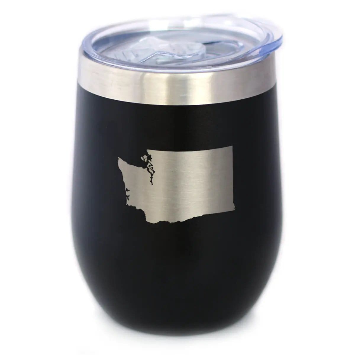 Insulated Stemless Wine Tumbler | 12 oz Stainless Steel | Sliding Lid | Washington State Outline
