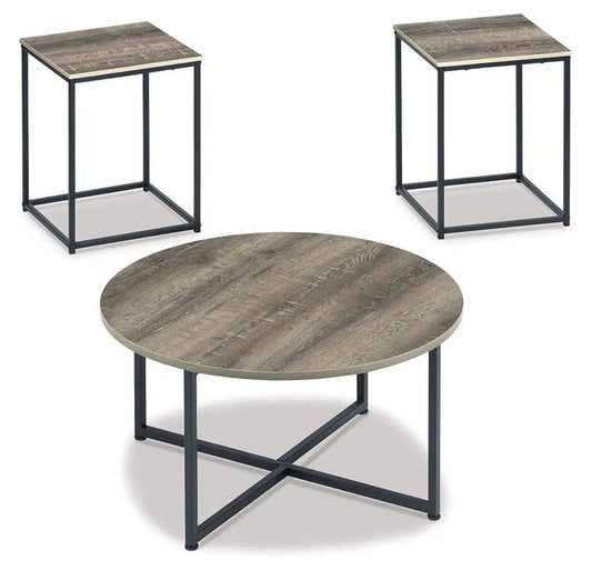 Wadeworth Occasional Table Set (Set of 3) | 31.5 x 31.5 x 16.25 in | Engineered Wood & Metal | Brown / Beige