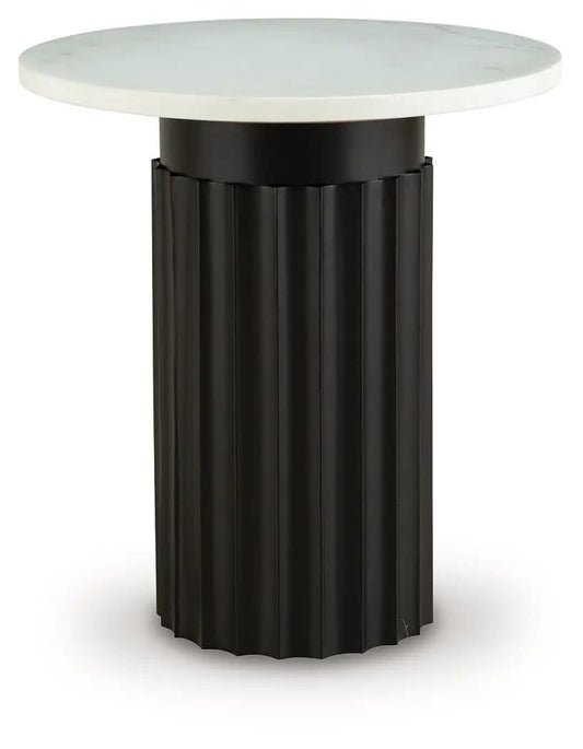 Wainstone Accent Table | 18.13 x 18.13 x 20.13 in | Engineered Wood & Marble | Black / White