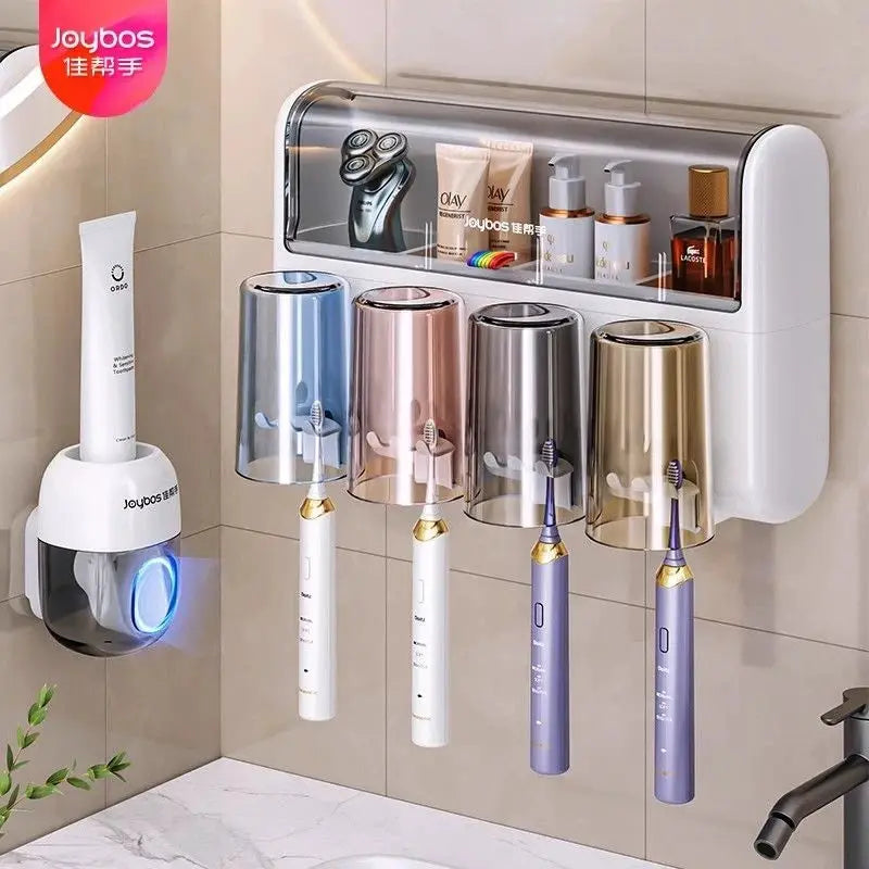 Wall Mounted Toothbrush Holder | No Drill 4 Cup Set | PriceLows™