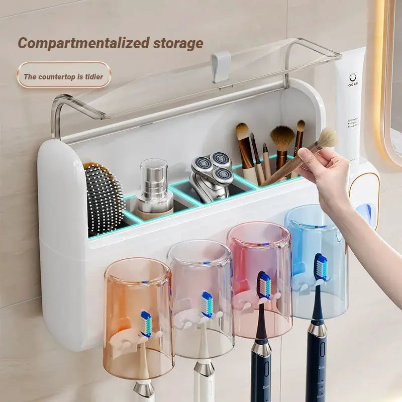 Wall Mounted Toothbrush Holder | No Drill 4 Cup Set | PriceLows™