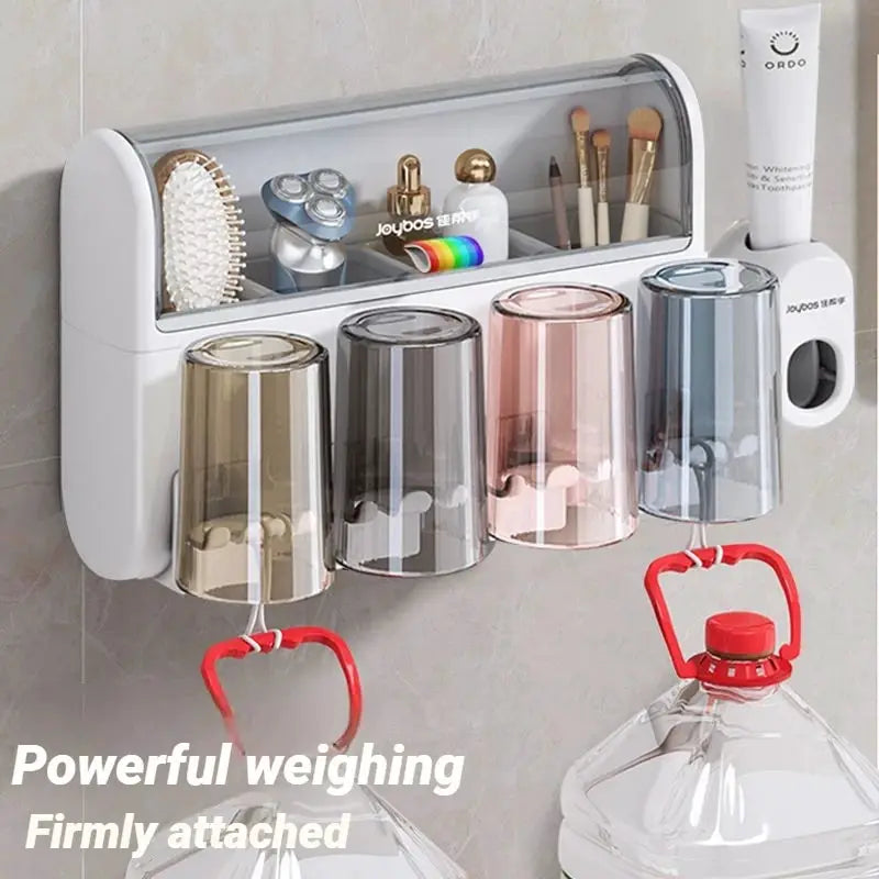 Wall Mounted Toothbrush Holder | No Drill 4 Cup Set | PriceLows™