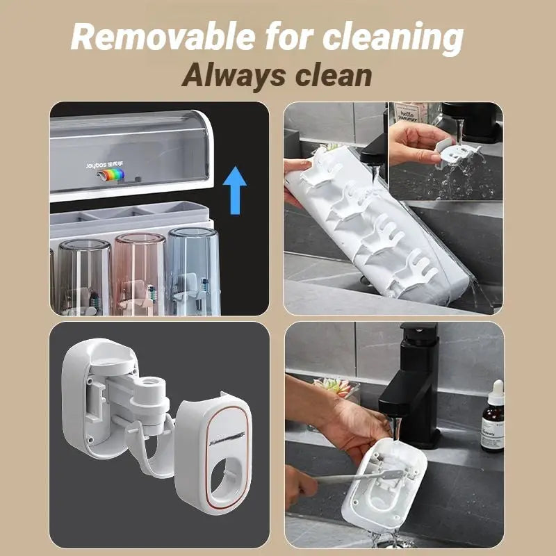 Wall Mounted Toothbrush Holder | No Drill 4 Cup Set | PriceLows™