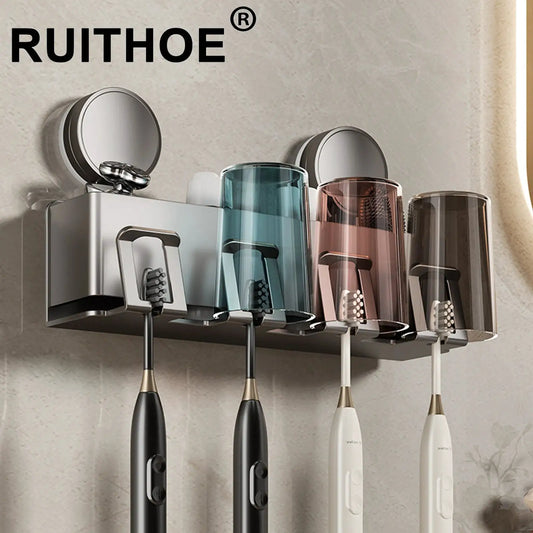 Wall Mounted Toothbrush Rack | Aluminum Suction Base | PriceLows™