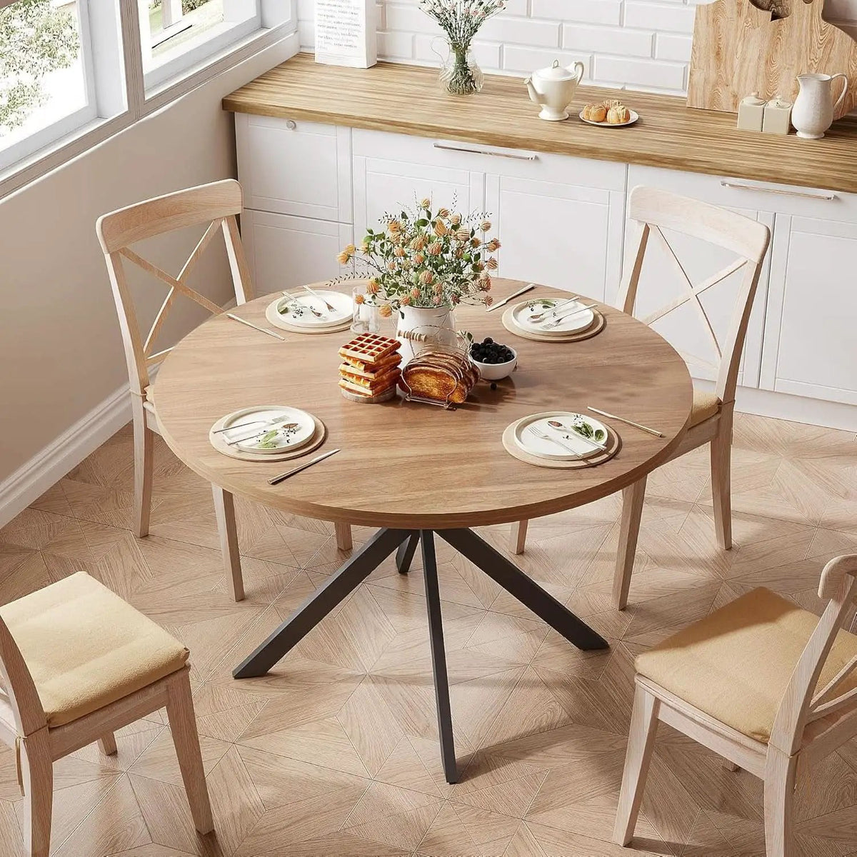 Walnut Dining Table For Four Farmhouse Kitchen Rustic from PriceLows™