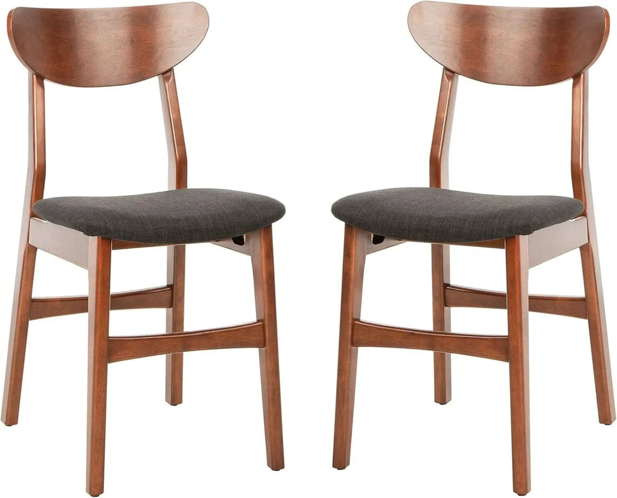 Walnut Finish Dining Chairs With Black Cushions Set Of 2 from PriceLows™