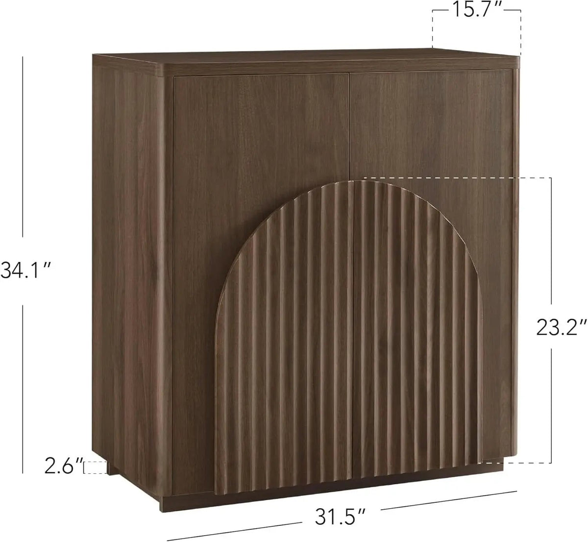 Walnut Sideboard Buffet Cabinet With Generous Storage And Wave Pattern Doors