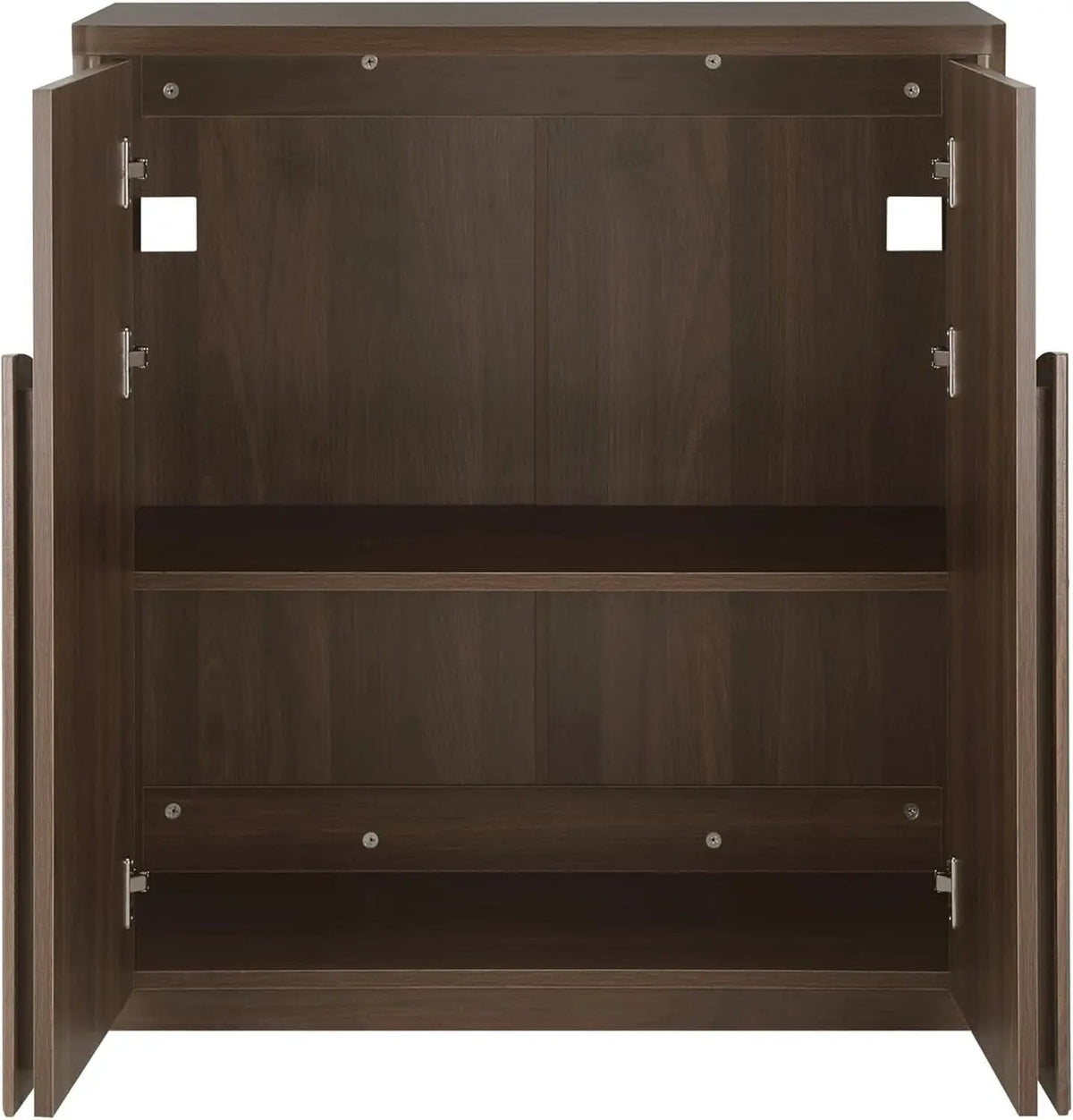 Walnut Sideboard Buffet Cabinet With Generous Storage And Wave Pattern Doors