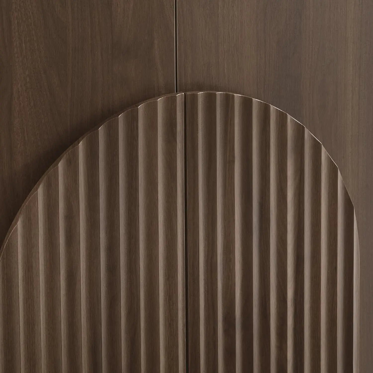 Walnut Sideboard Buffet Cabinet With Generous Storage And Wave Pattern Doors