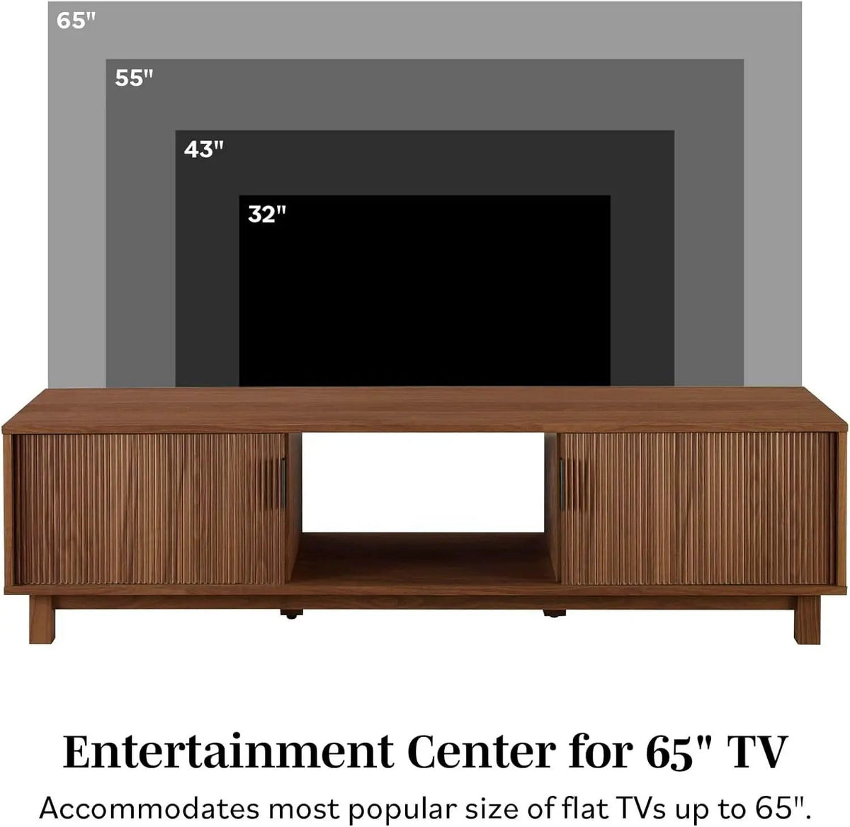 Walton Modern Fluted Door Low TV Stand For 65 Inch TV Mocha from PriceLows™