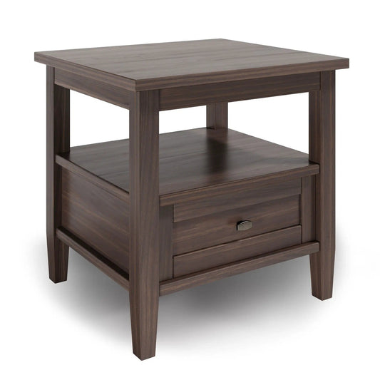 Warm Shaker End Table | 20 x 18.1 x 19.7 in | Solid Wood & Walnut | Warm Walnut Brown