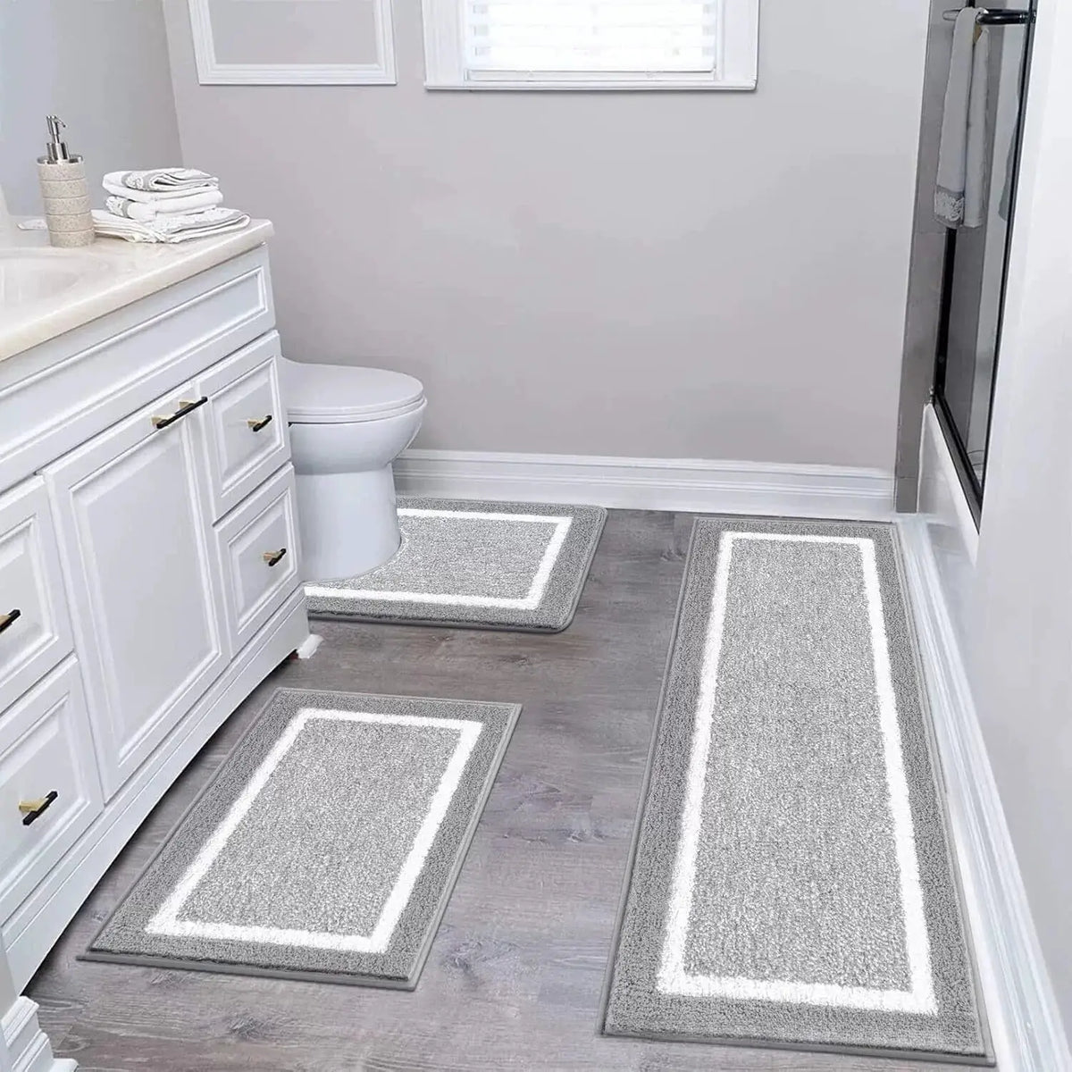 Washable Microfiber Bathroom Rugs Set 3pcs/set Non Slip Absorbent Bath Mats for Bathroom Floor / Shower Mat/ Bathroom Rug/욕실 카펫 from PriceLows™