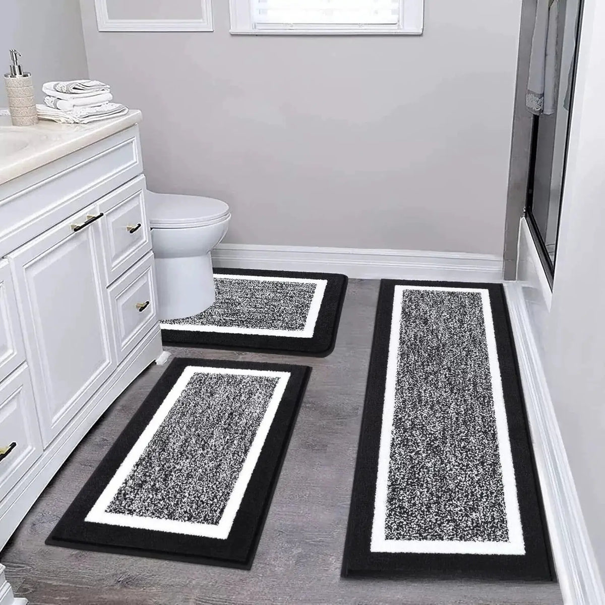 Washable Microfiber Bathroom Rugs Set 3pcs/set Non Slip Absorbent Bath Mats for Bathroom Floor / Shower Mat/ Bathroom Rug/욕실 카펫 from PriceLows™