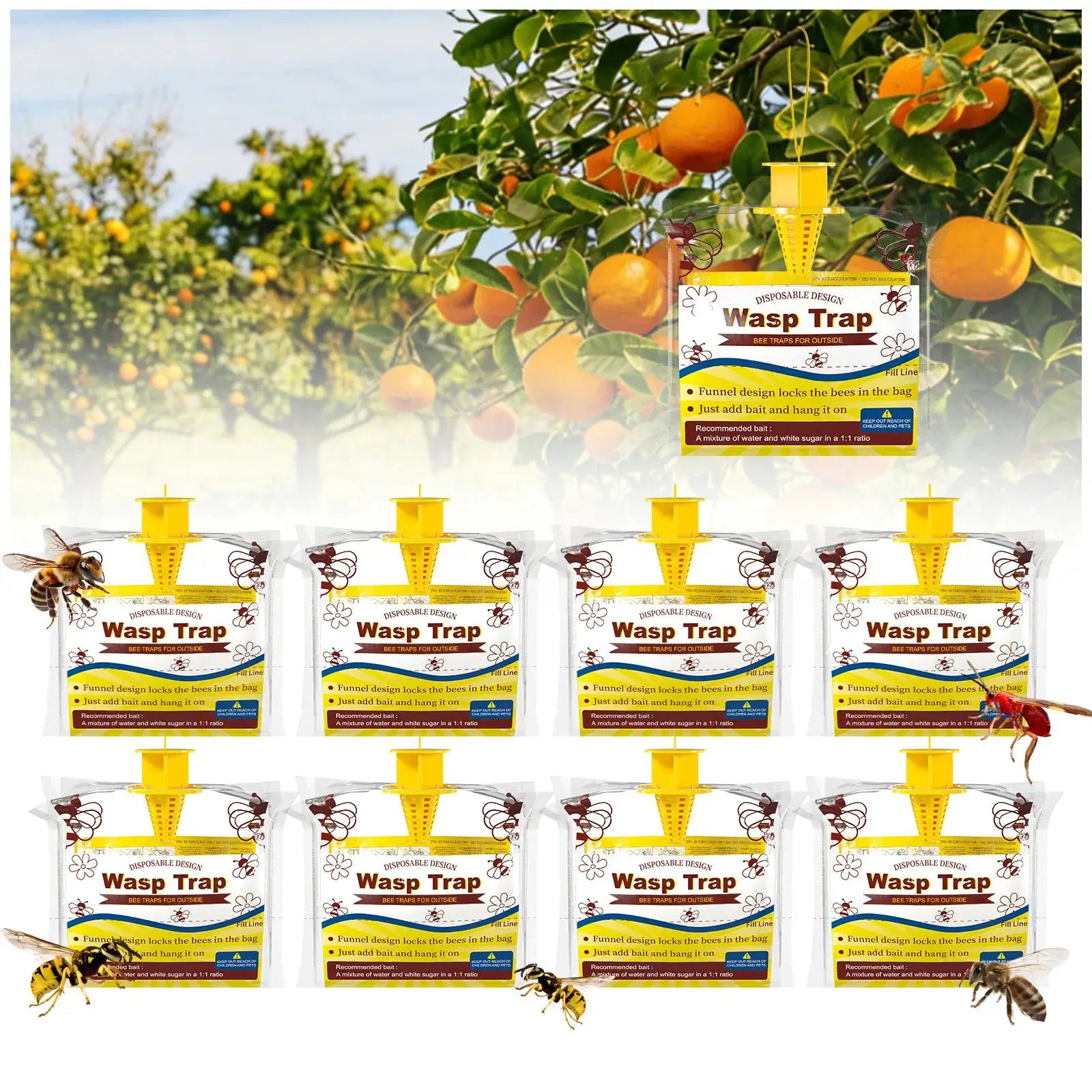 Wasp Traps | Outdoor Hanging 6/8 Pack | PriceLows™