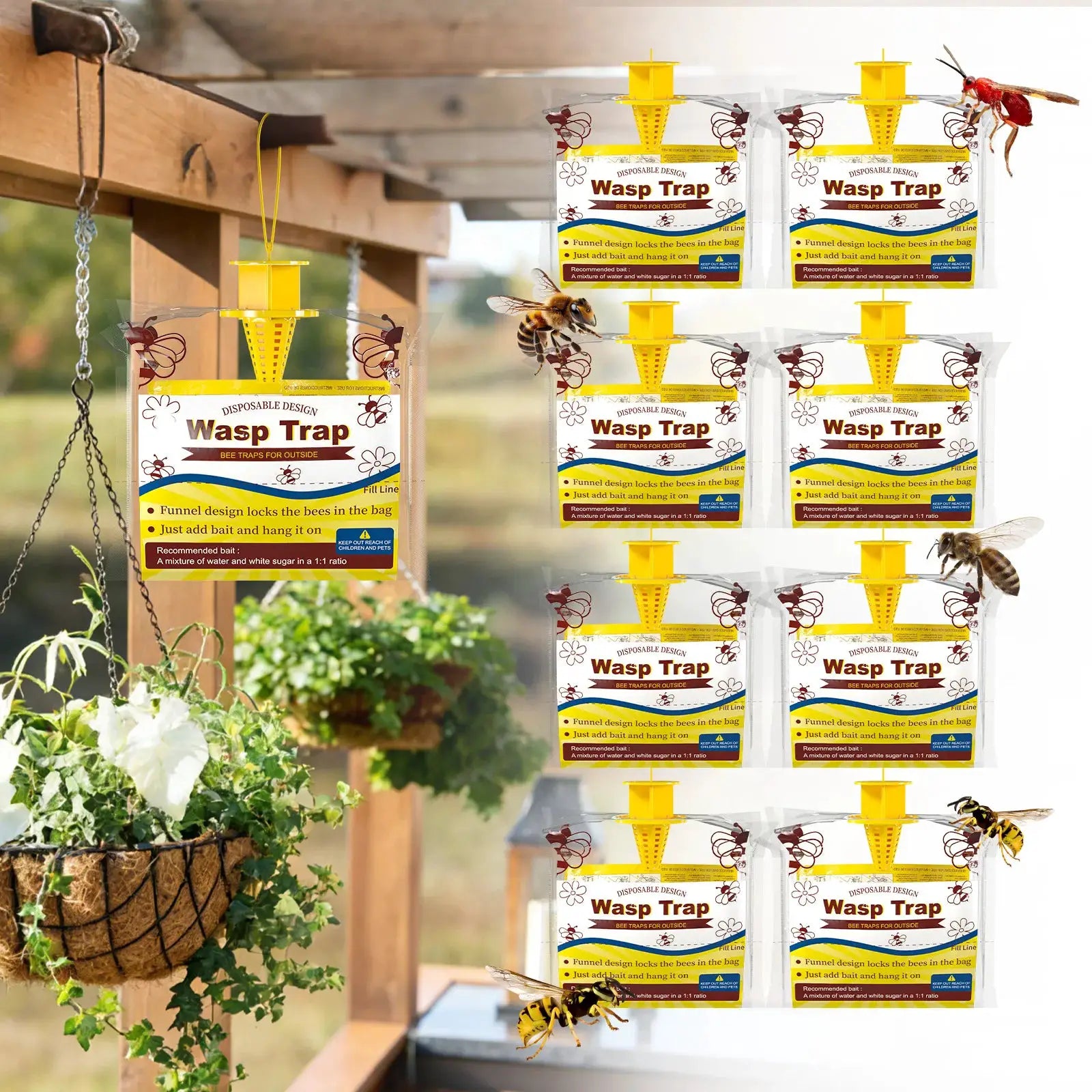 Wasp Traps | Outdoor Hanging 6/8 Pack | PriceLows™
