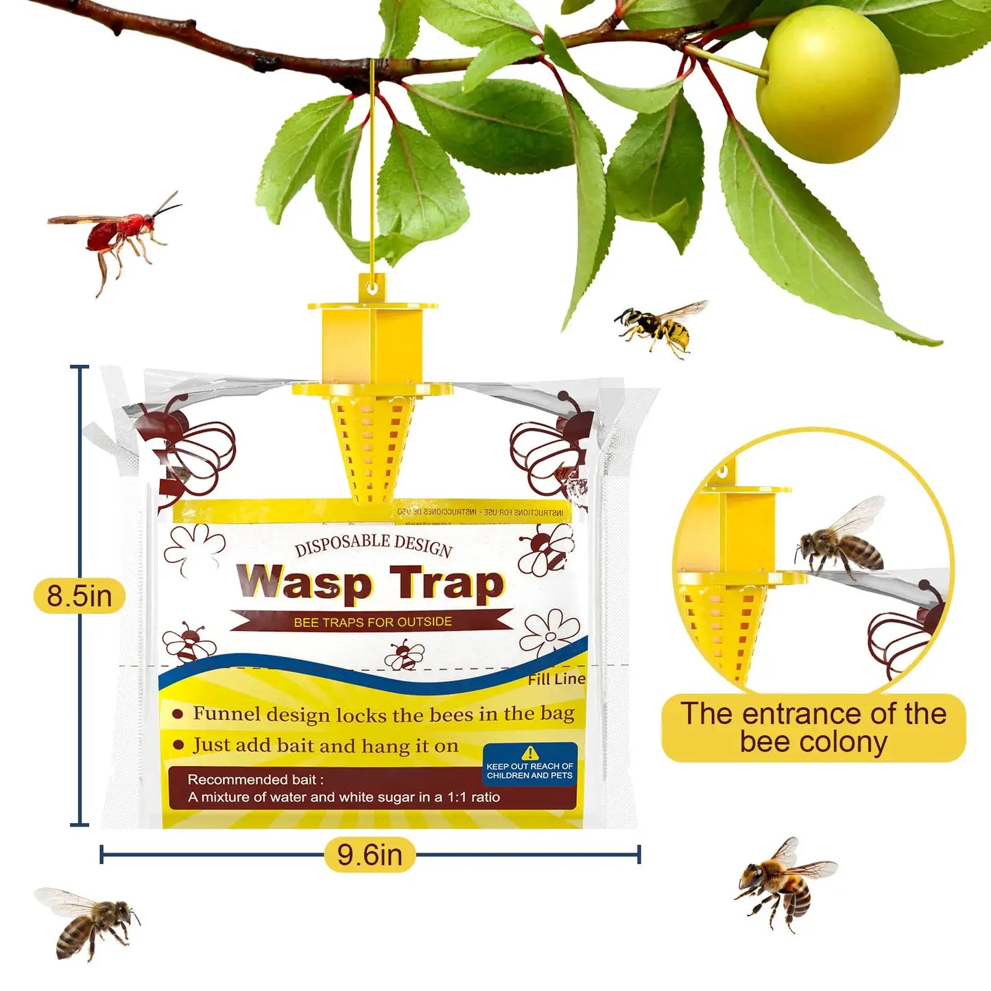 Wasp Traps | Outdoor Hanging 6/8 Pack | PriceLows™