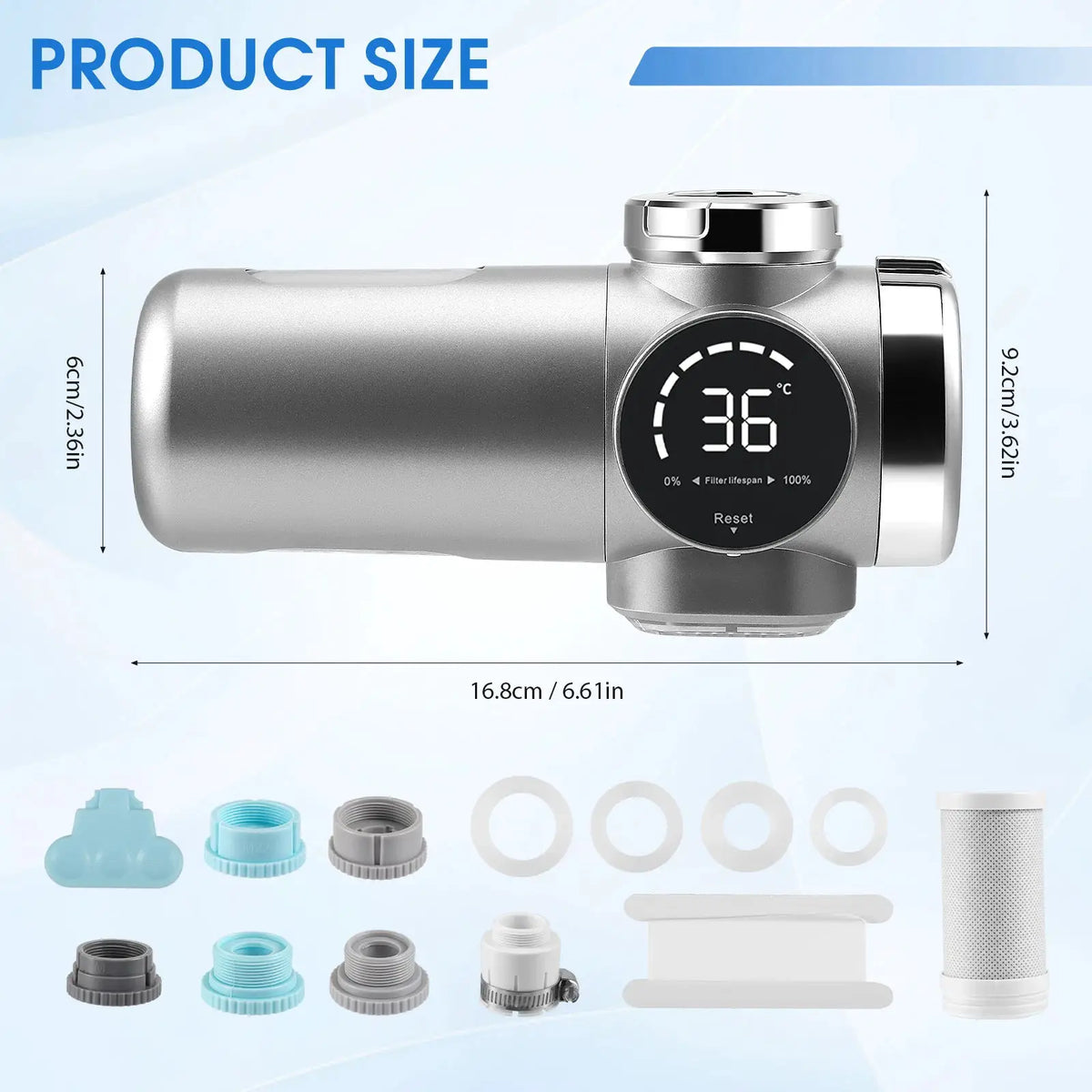 Water Filter Tap With LED Display Removes Chlorine Limescale Filter Tap With Blue Light Heavy Metals And Bad Taste from PriceLows™