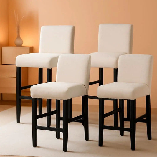 Water Repellent Bar Stool Covers Set Of 4 Beige Ripple Jacquard from PriceLows™