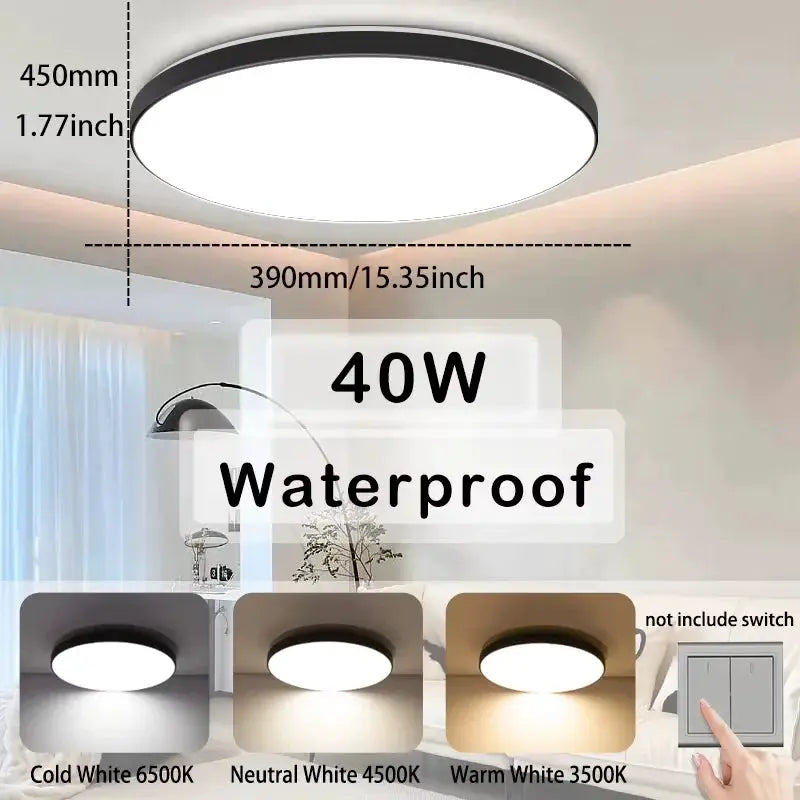 Waterproof LED Ceiling Light | 30W-40W | 220V | Black from PriceLows™